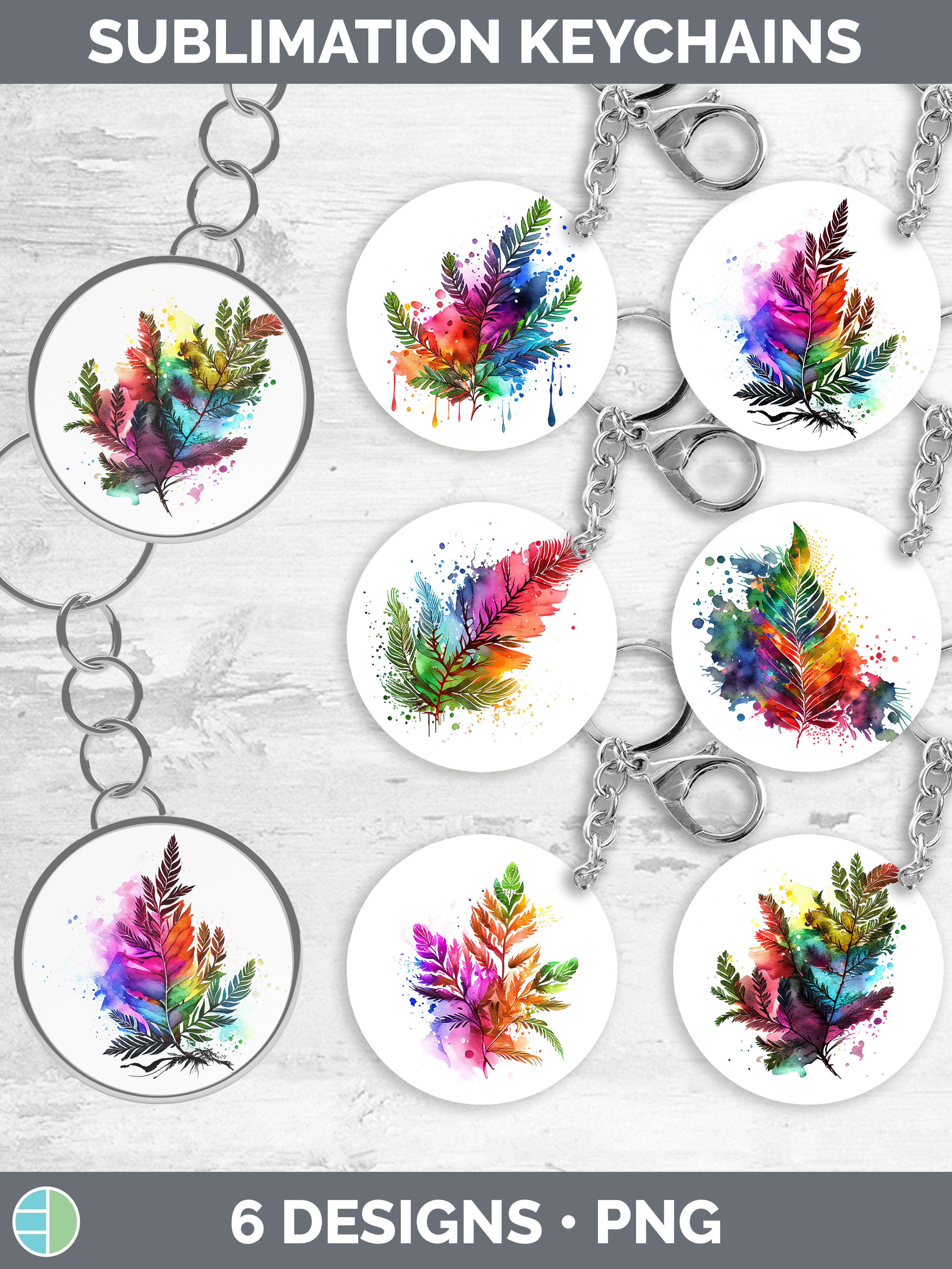 Rainbow Cedar Needles Keychain | Sublimation Keyring Designs