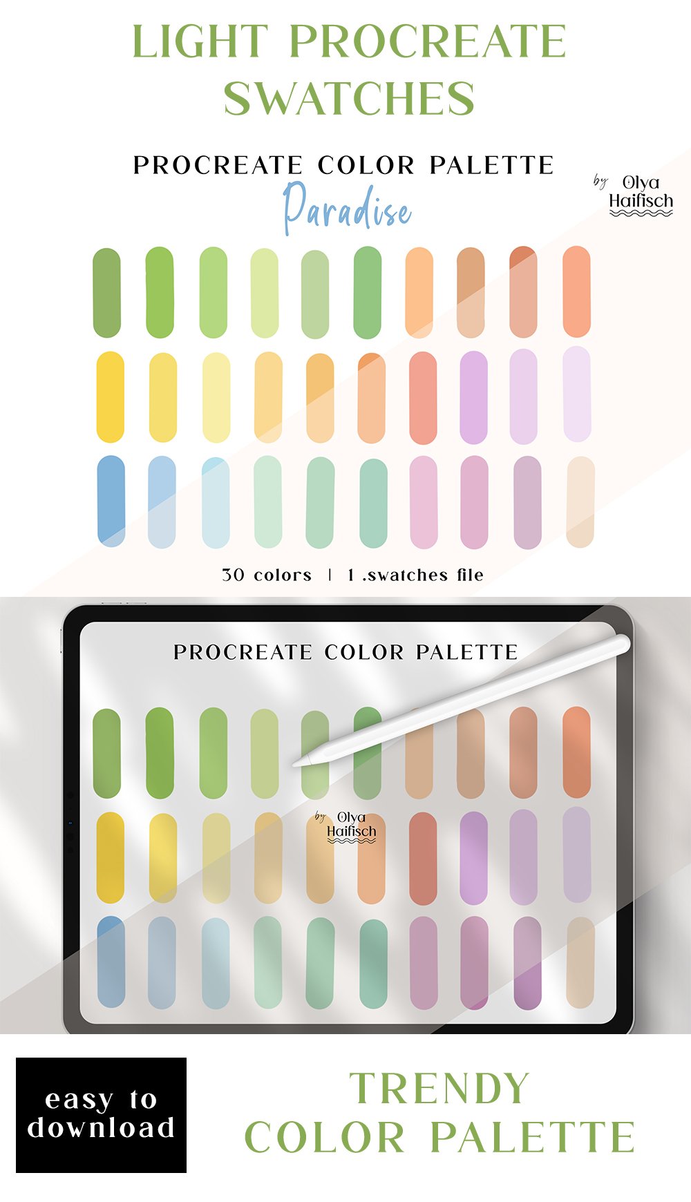 Cute Procreate Color Palette. Soft Procreate Swatches