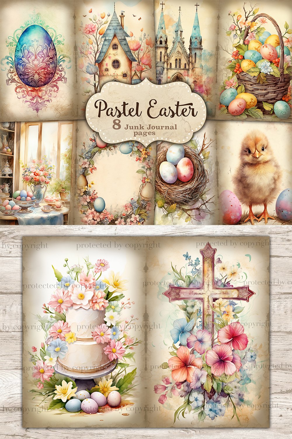 Pastel Easter Junk Journal Pages | Easter Scrapbook Paper