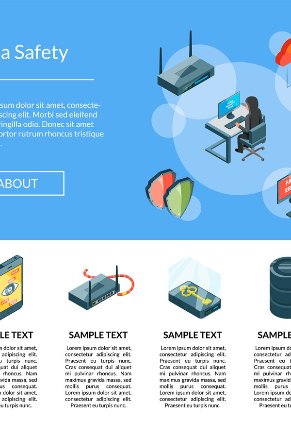 Vector isometric data and computer safety icons (873426)