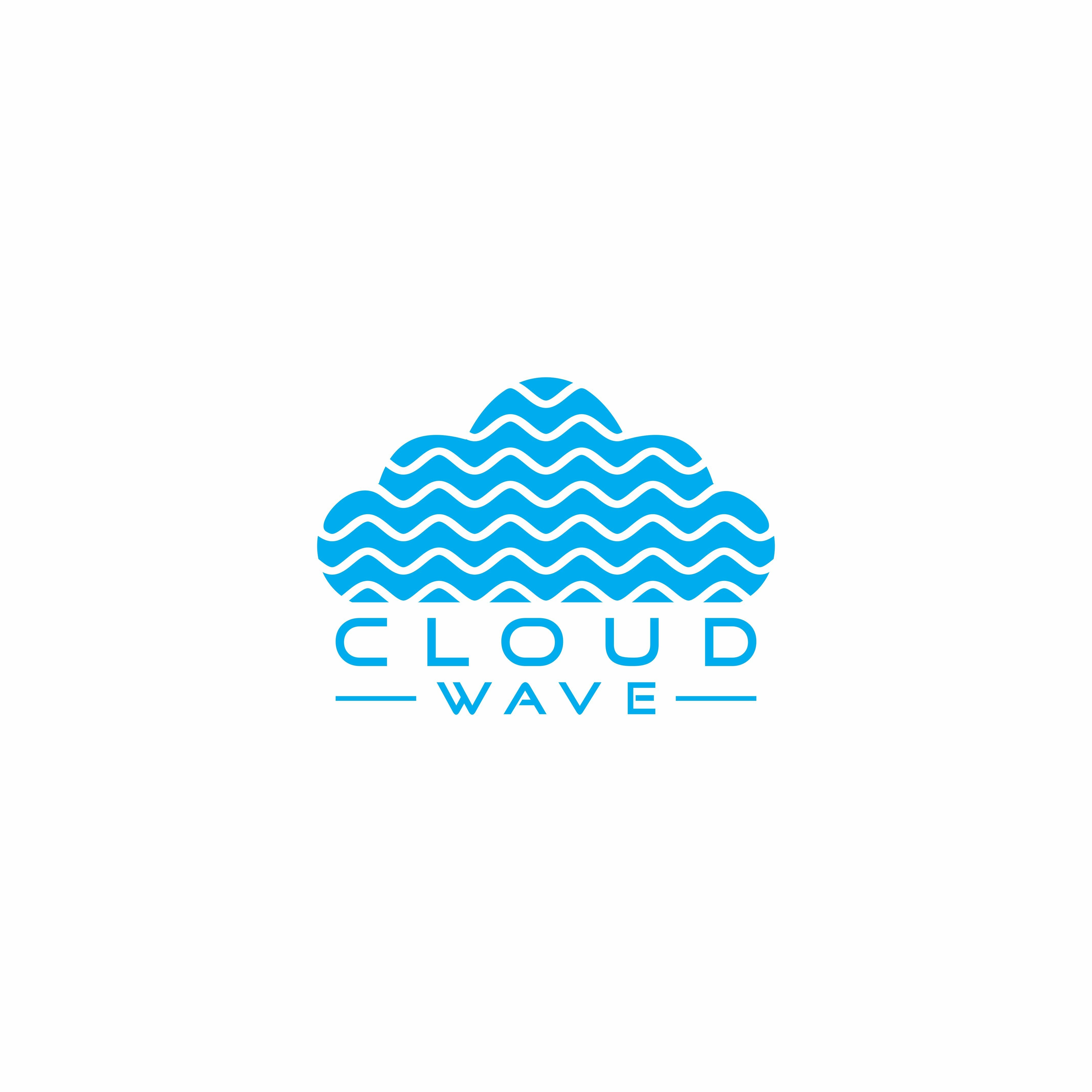 Cloud Wave Tech Logo Design Vector