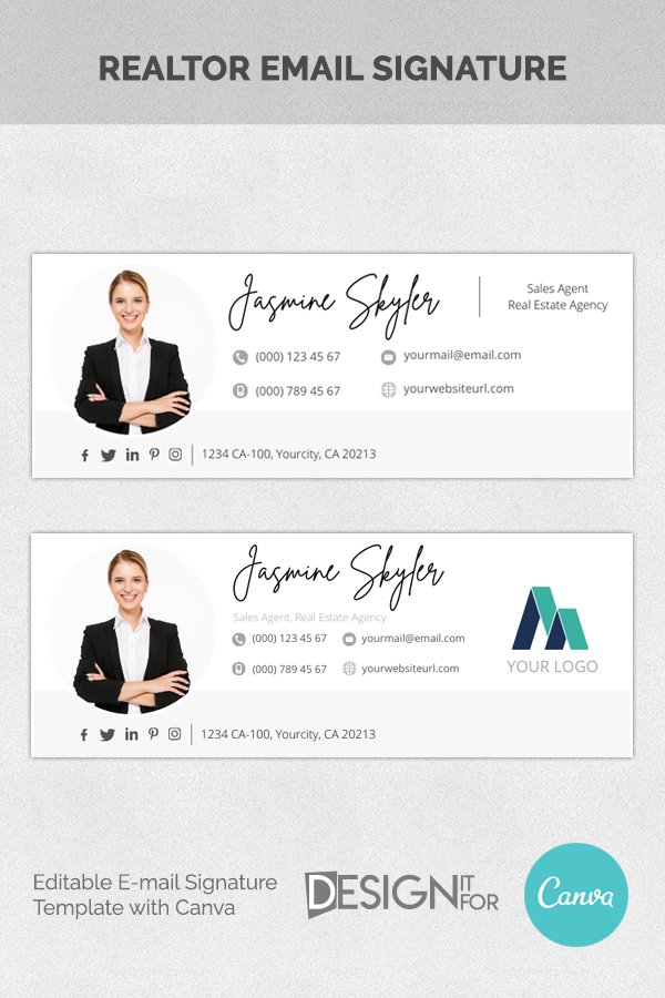 Email Signature Template Logo Realtor, Real Estate Email