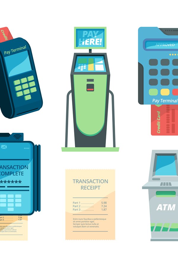 Payment machines. Checkout terminal money nfc modules self s