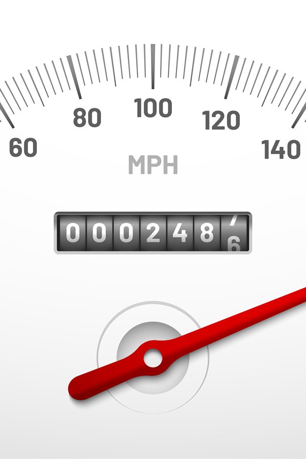 Car speedometer dashboard. Speed metre panel with odometer,