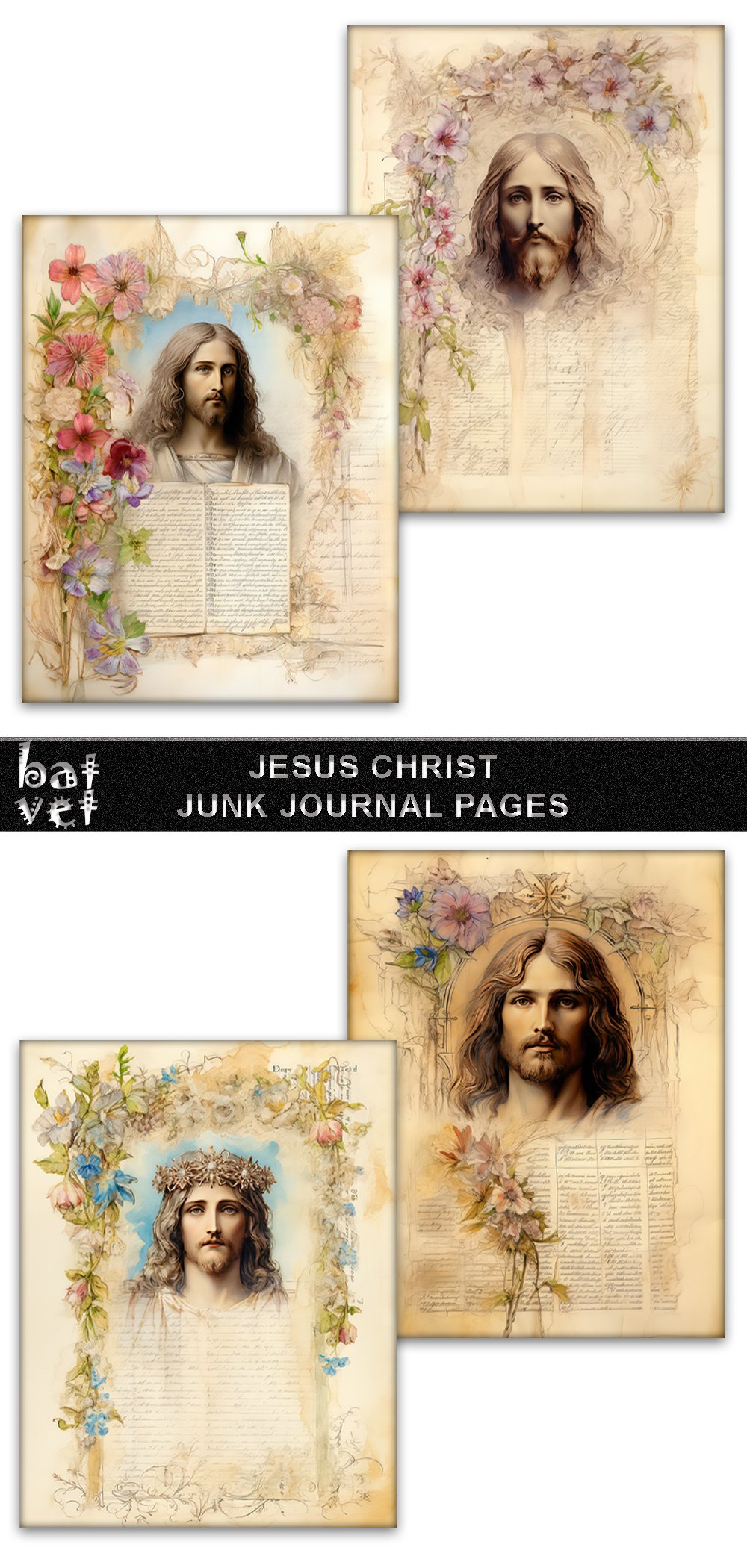 Jesus Christ Junk Journal Pages | Christian Scrapbook Paper