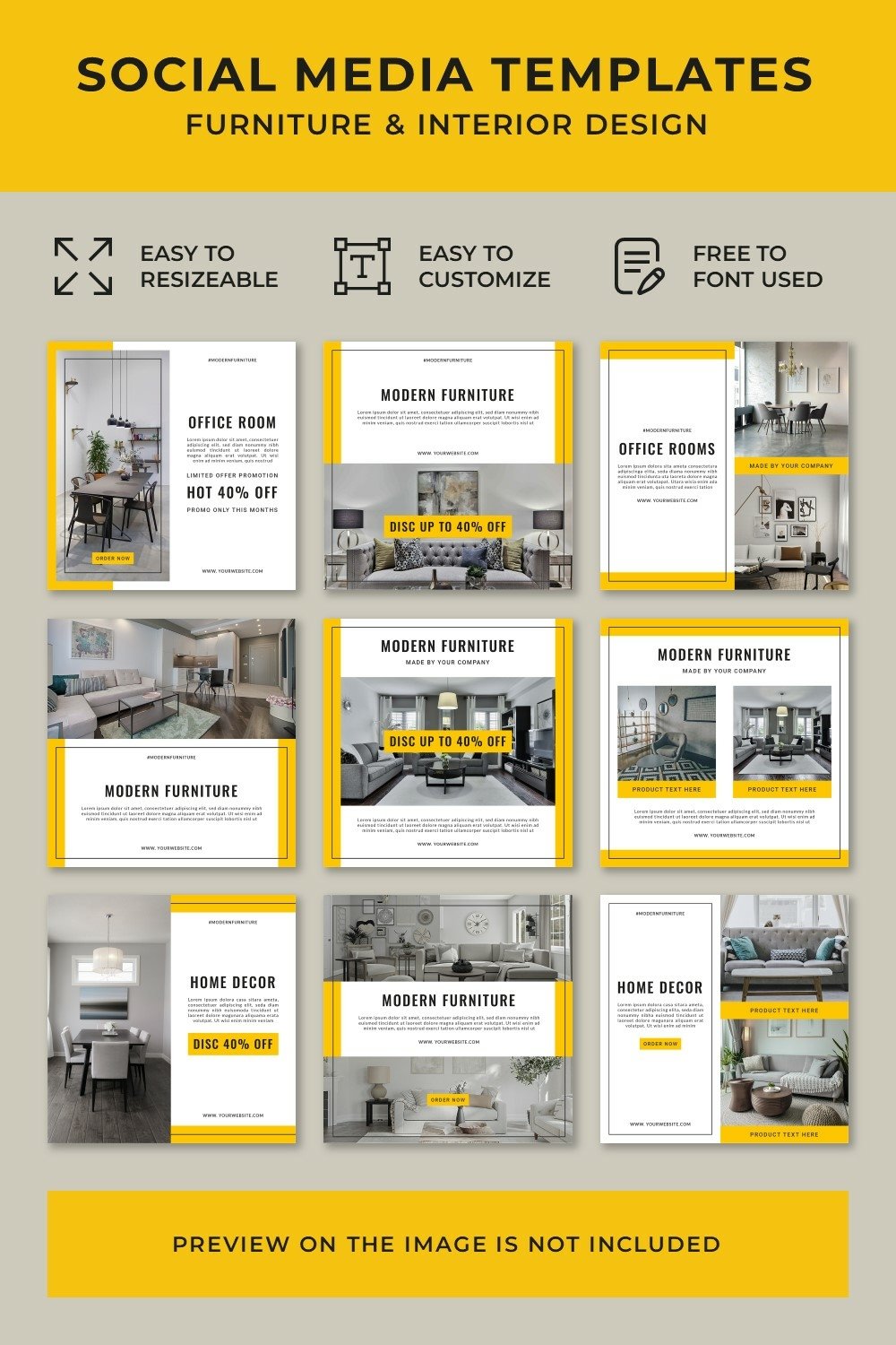 Furniture & Interior Design Social Media Post Templates