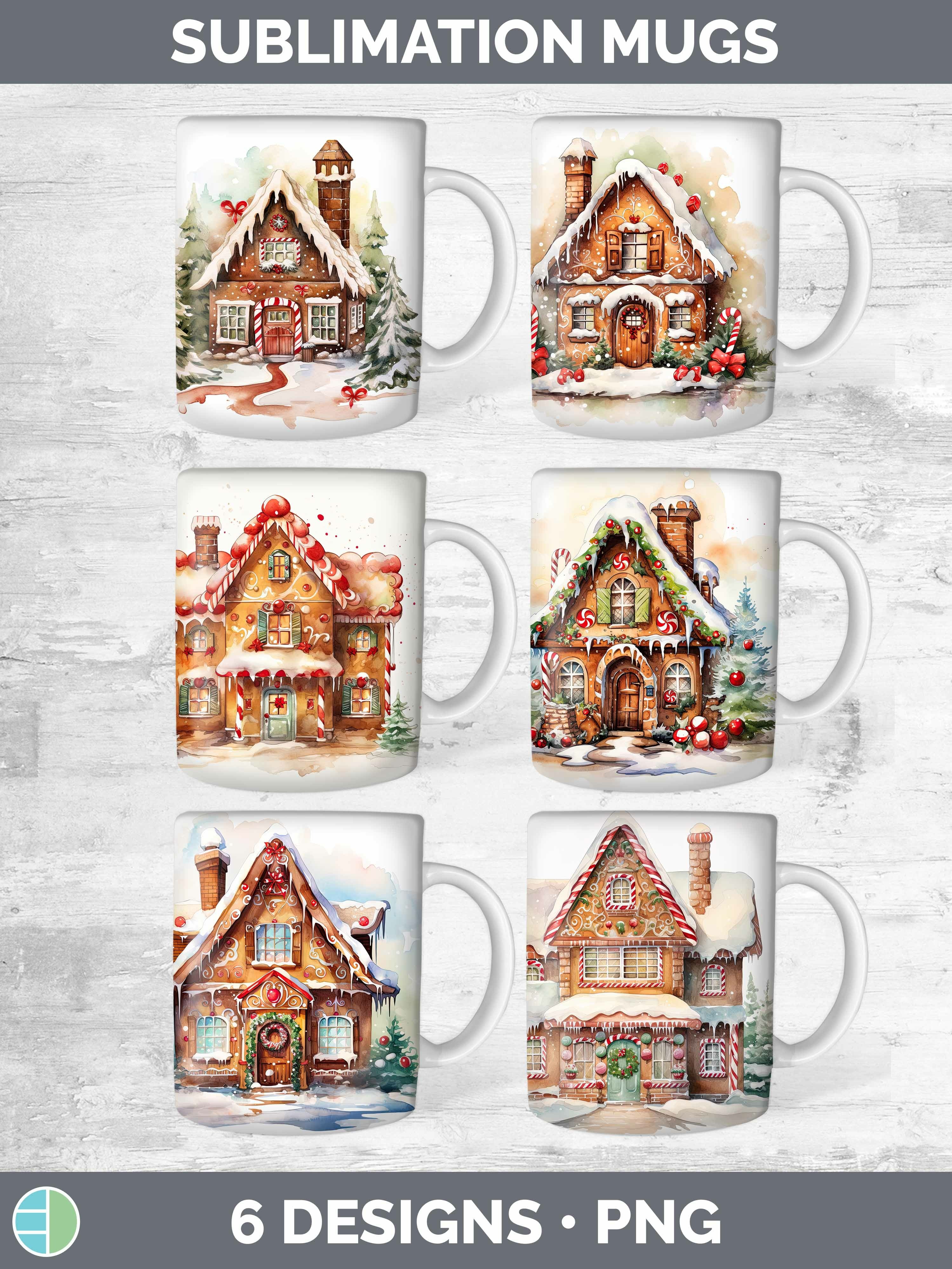Christmas Gingerbread House Mug Wrap Bundle Coffee Cup Des