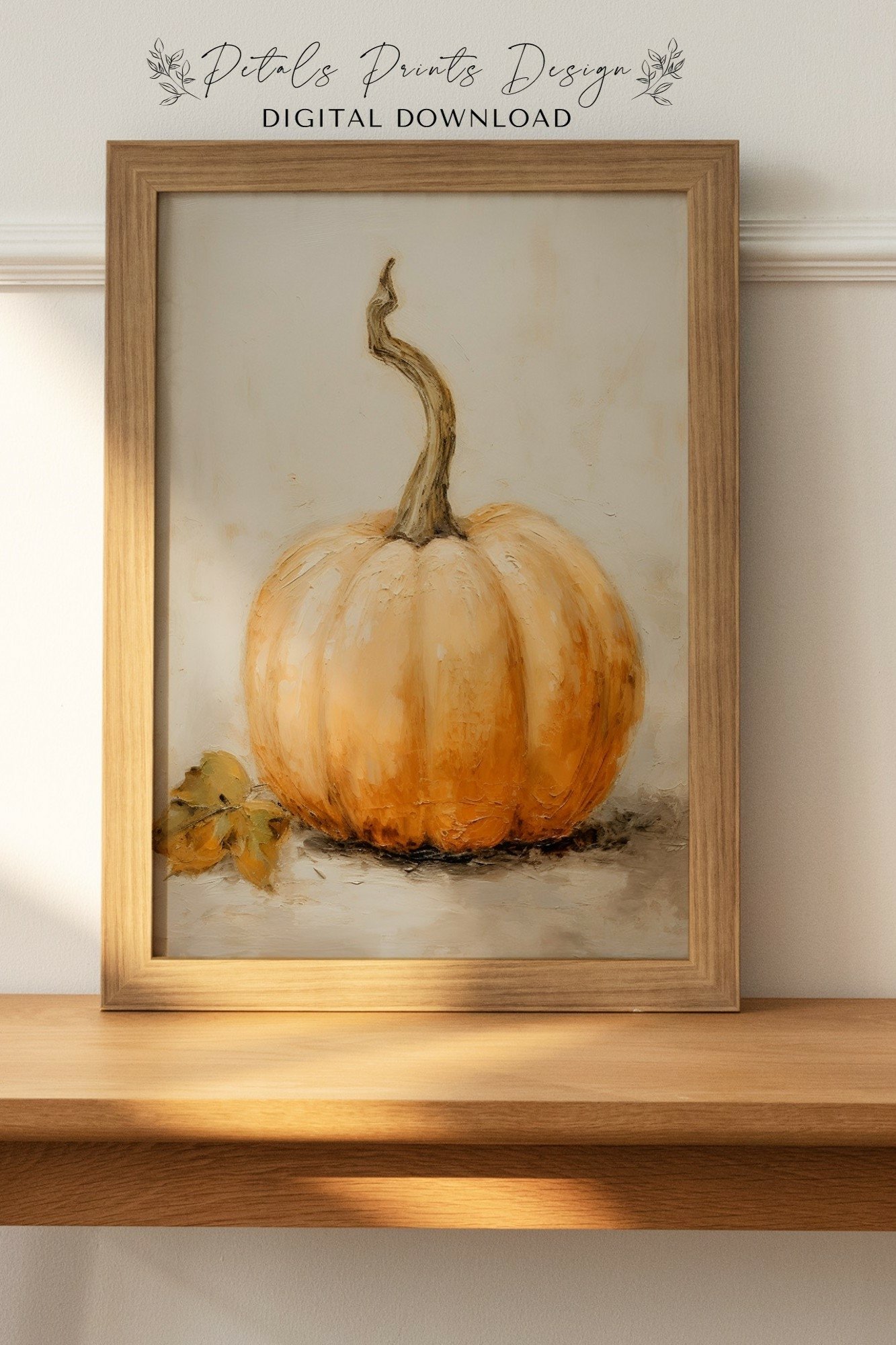 Fall Wall Decor Printable Pumpkin Still Life Painting Print