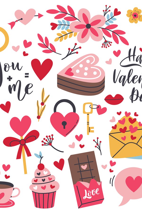 Cartoon romantic love valentines day elements and (1753751)