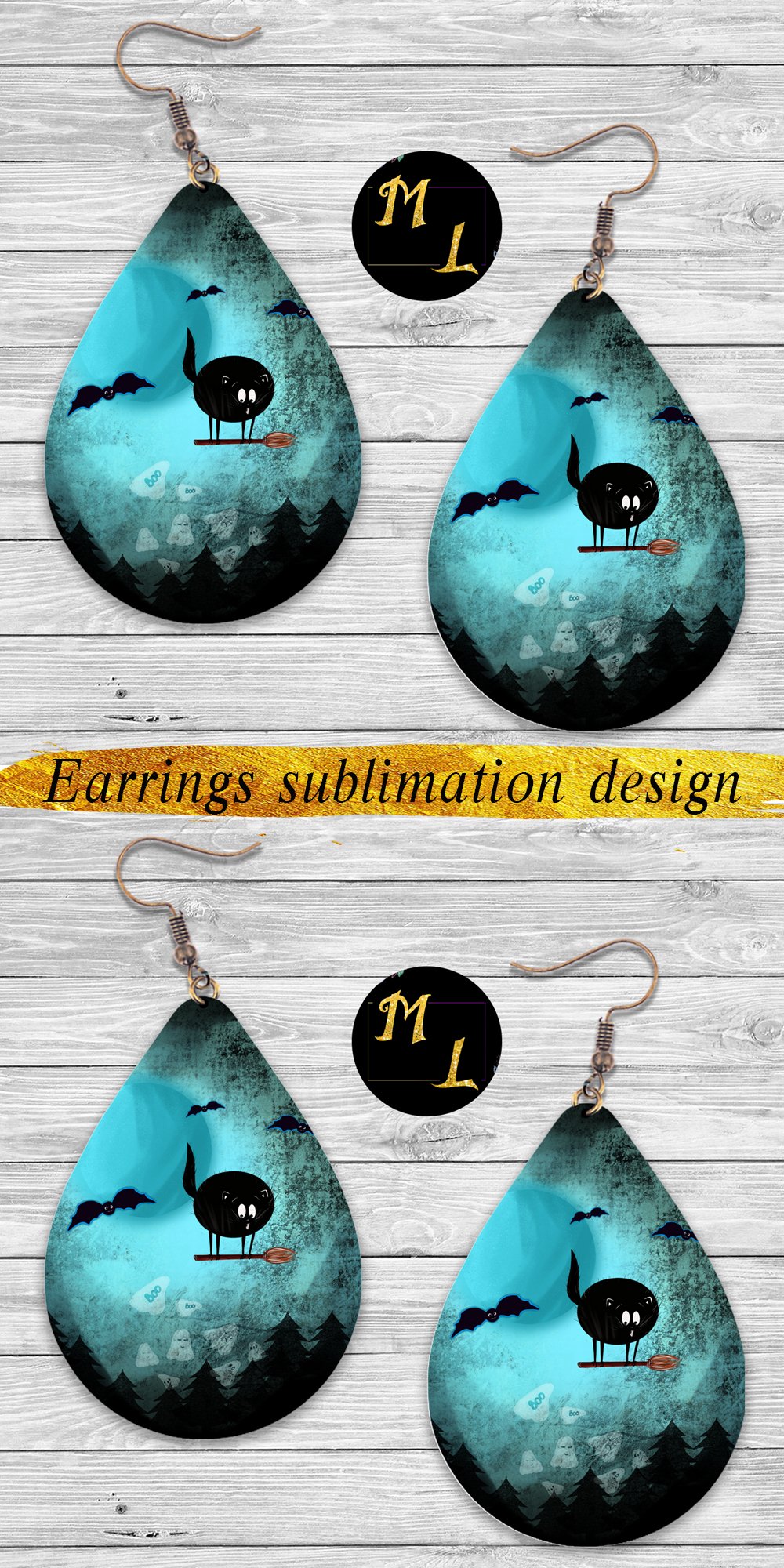 Halloween Ghost Lava Lamp Earrings Orange & Black Acrylic Earrings