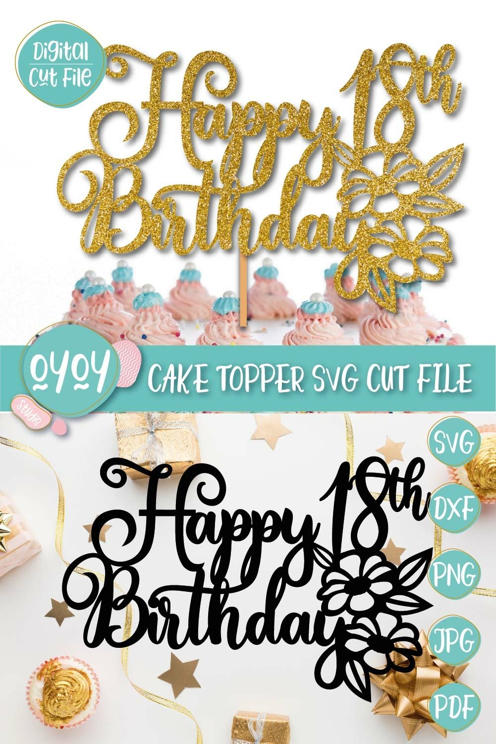 18th Birthday SVG | Happy 18th Birthday Cake Topper SVG