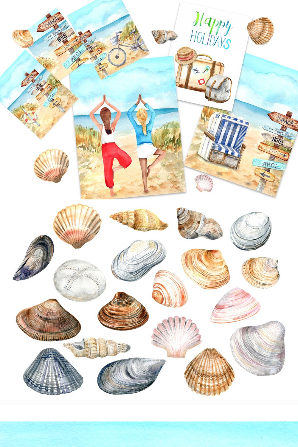 Watercolor HAPPY HOLIDAYS Clip Art (548493)