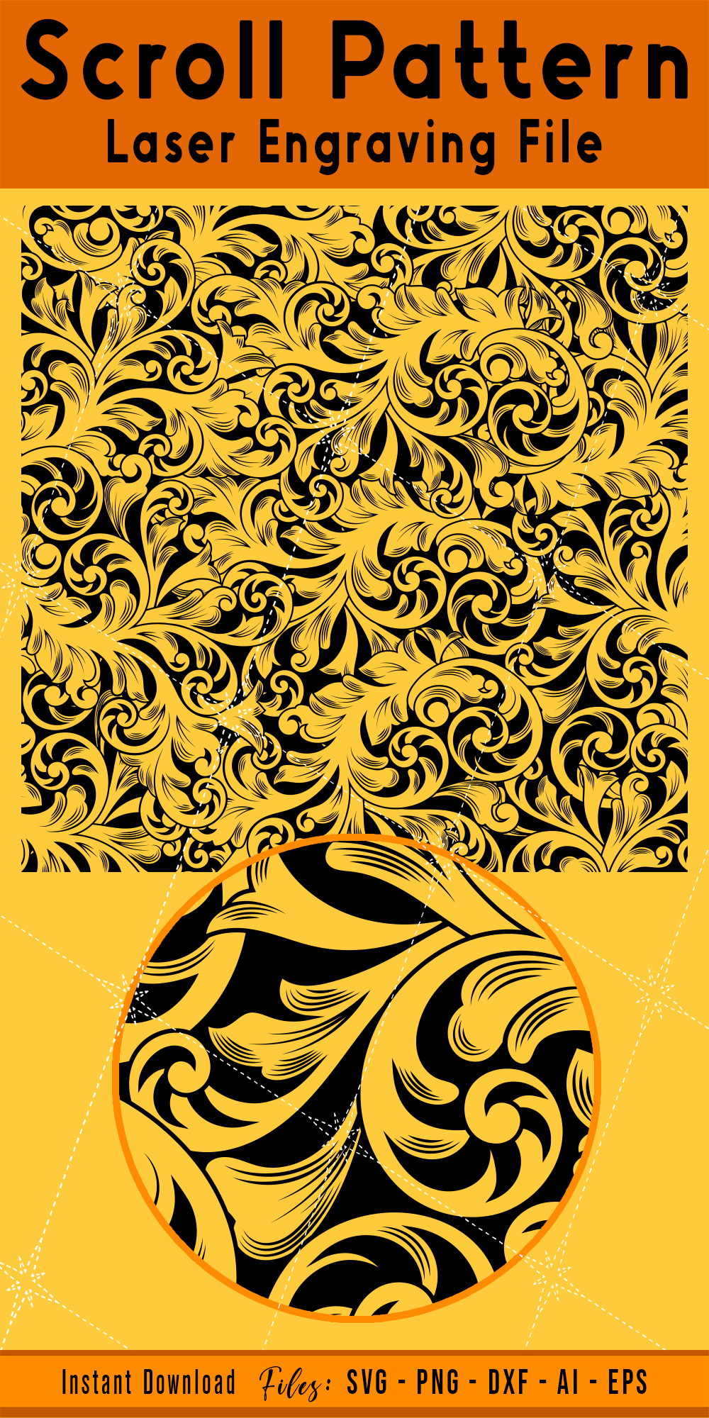 Scrollwork Pattern Firearms Laser Engraving Design (6604597)