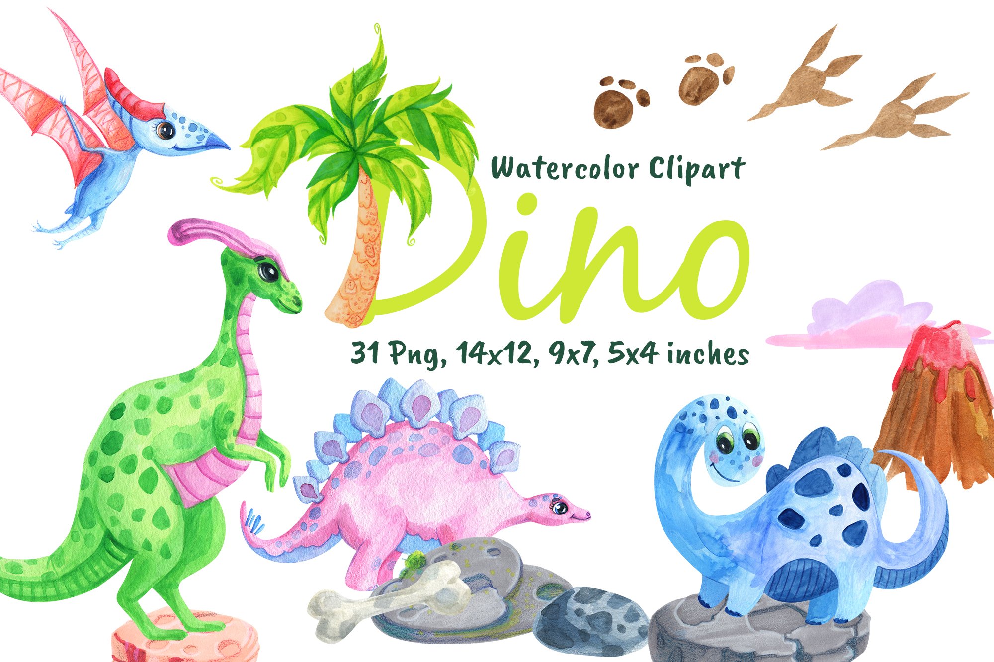 Watercolor Dinosaurs Cute Stegosaurus Clipart Png Jungle