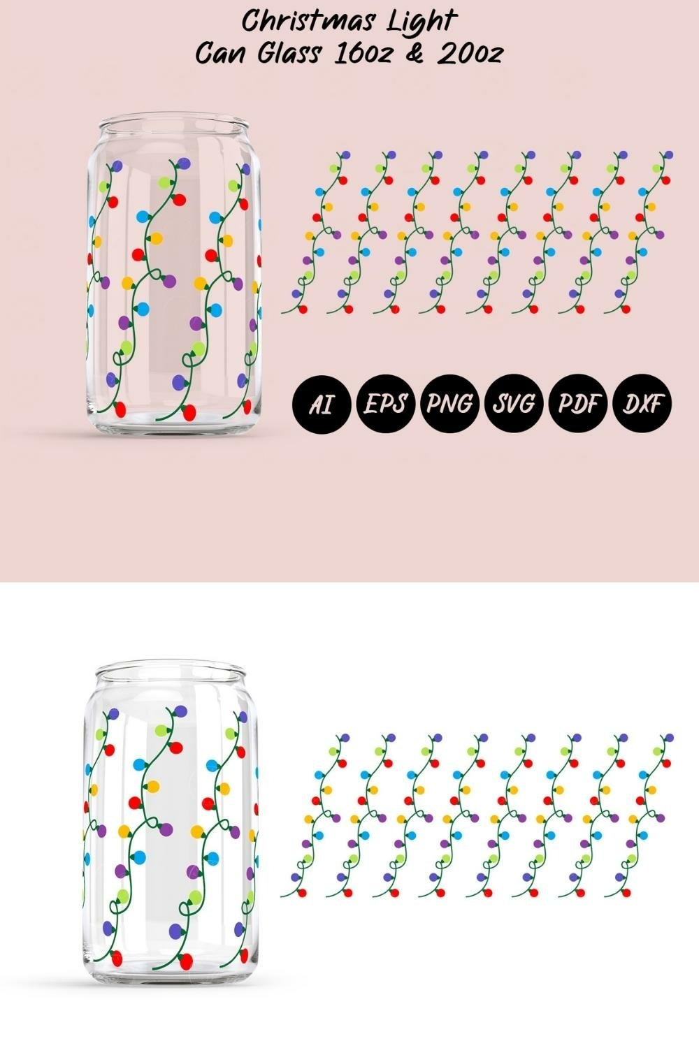 Christmas Light Beer Can Glass Wrap SVG 16oz 20oz
