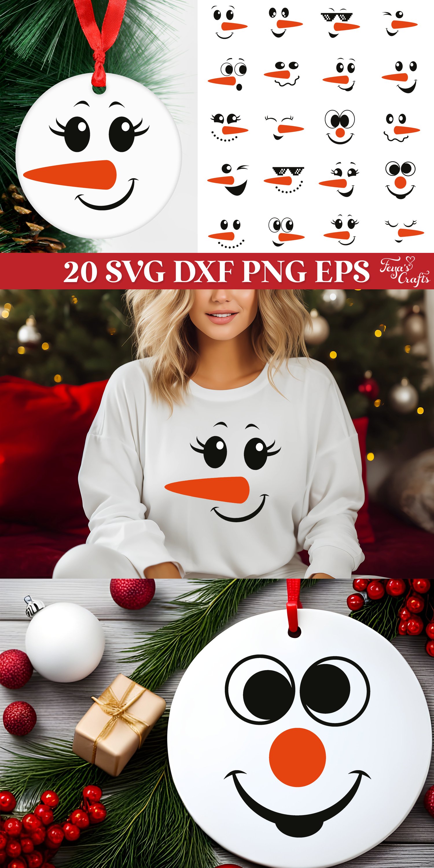 Christmas Snowman Faces SVG Pack