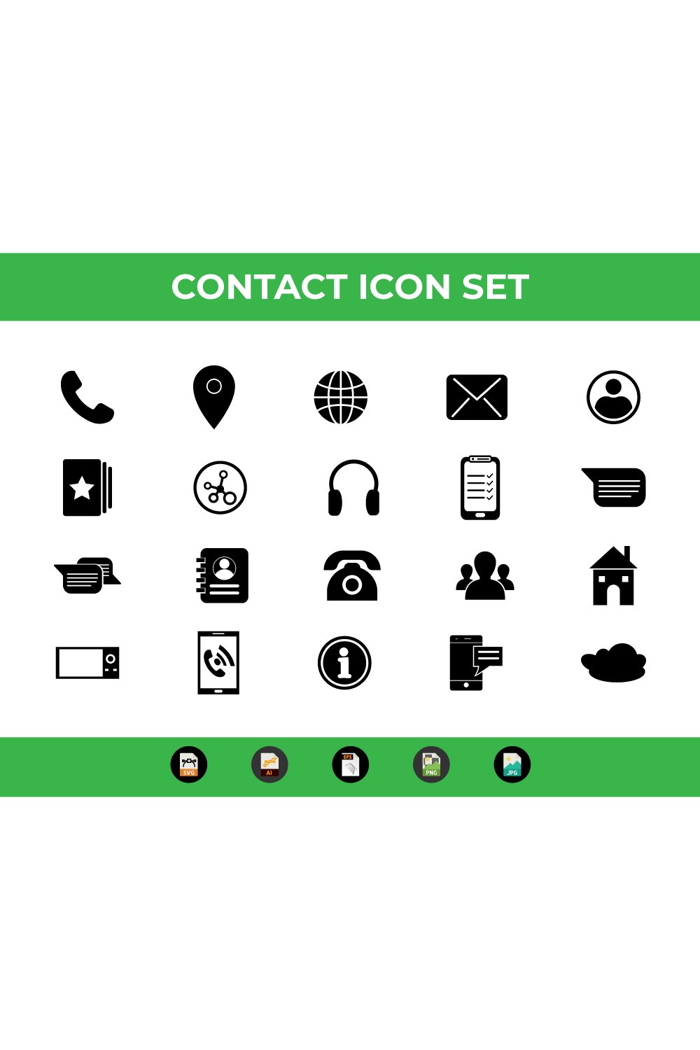 Contact Icons Set Vector and SVG (2204640) | Icons | Design Bundles