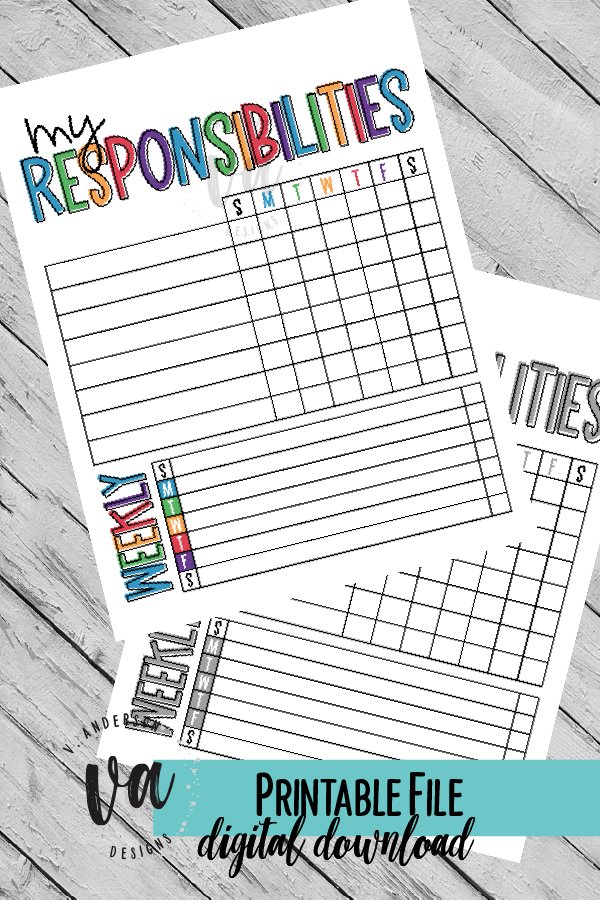 Chore Chart Printable PDF and PNG with Matching Stickers