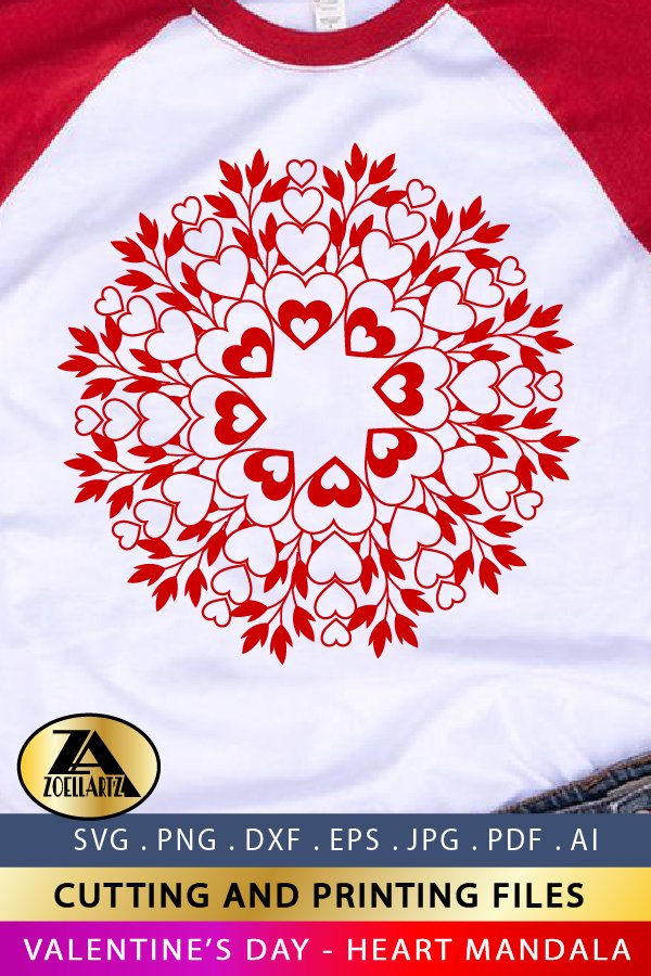 Valentine Mandala SVG Floral Mandala with Heart SVG Cut File