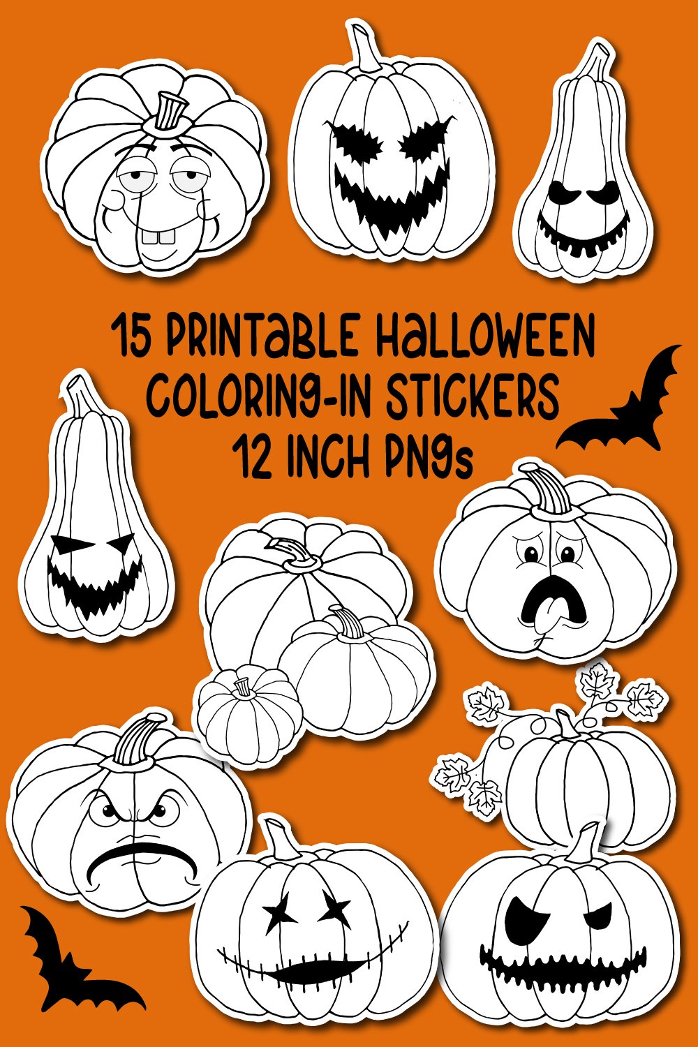 Halloween Stickers, Pumpkin Stickers, Coloring Stickers