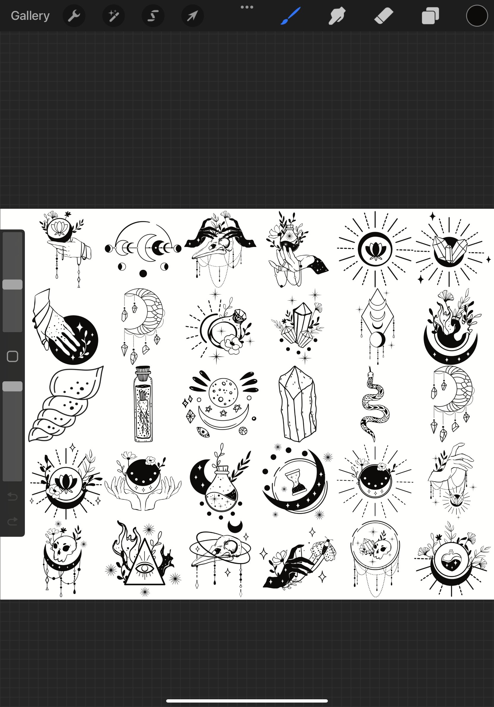 Tattoos Set 4 Procreate Brush Stamps, 30 Flash Tattoos