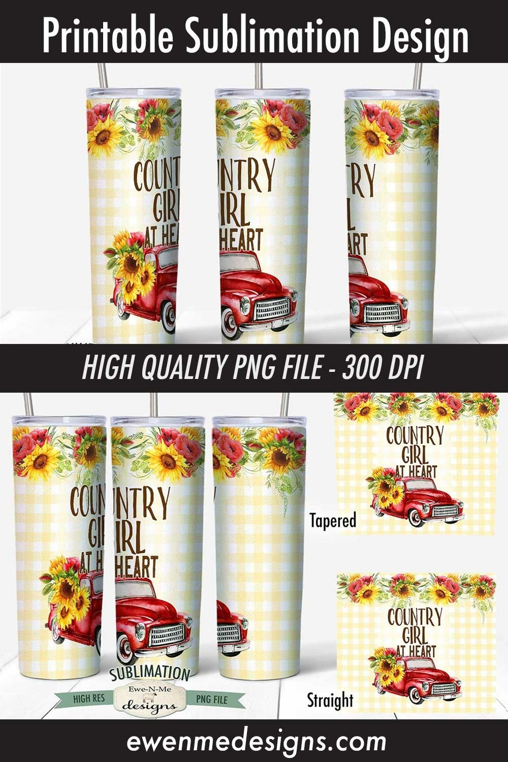 20 oz Skinny Tumbler Sublimation | Country Girl | (1486198)