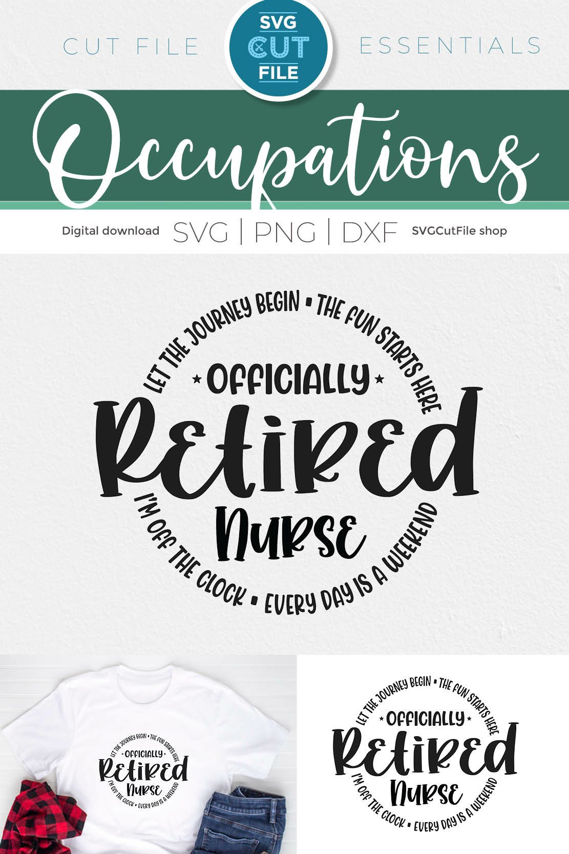 Retired Nurse svg with Word Circle