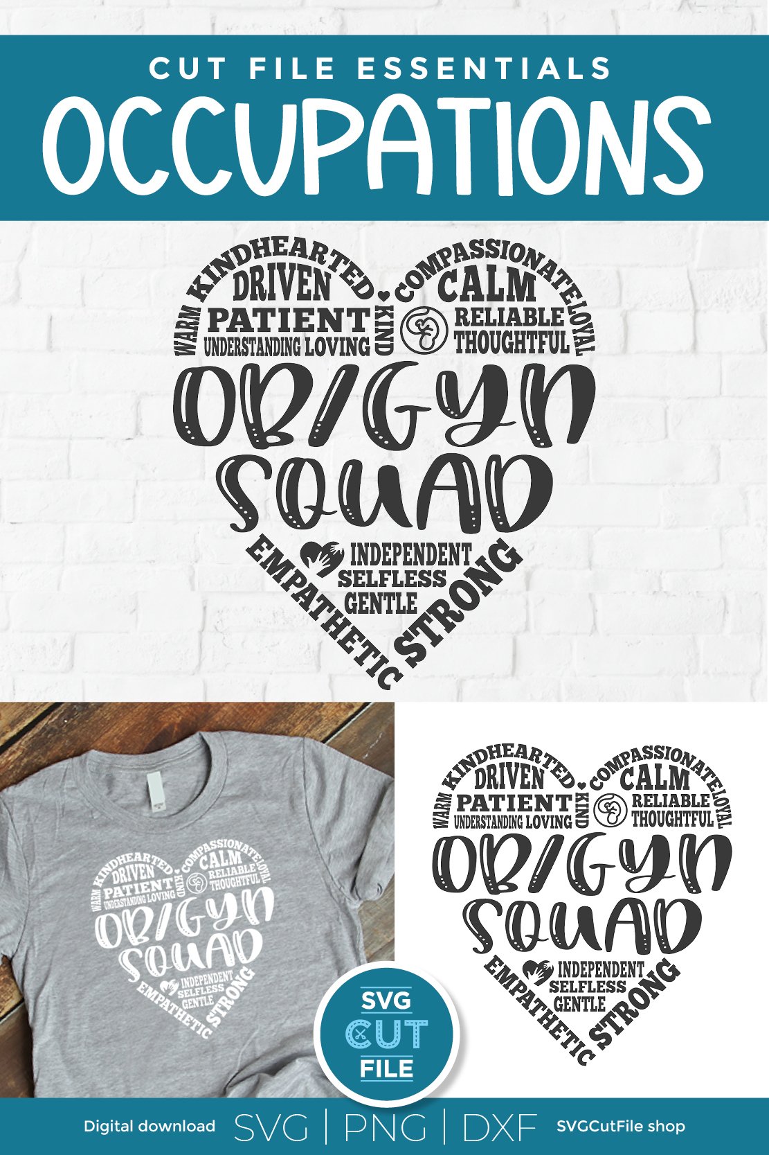 OBGYN squad svg with heart words