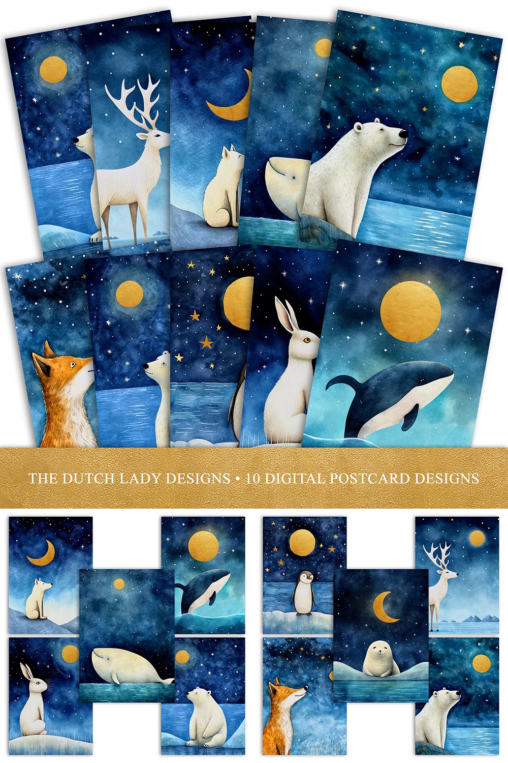 Cute Arctic Animals Postcard and Poster Print Set