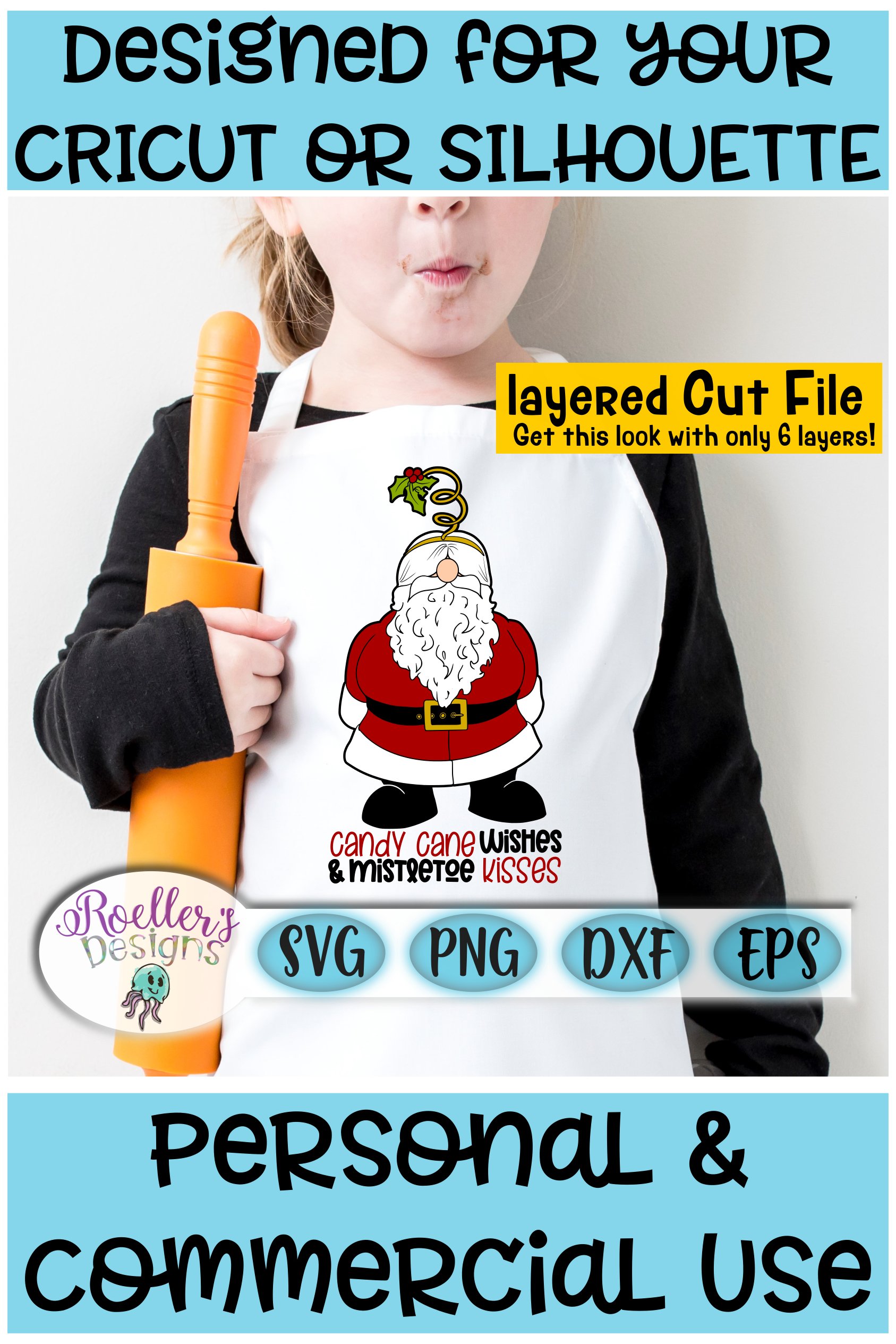 Candy Cane Wishes - A Christmas Santa Layered Cricut SVG