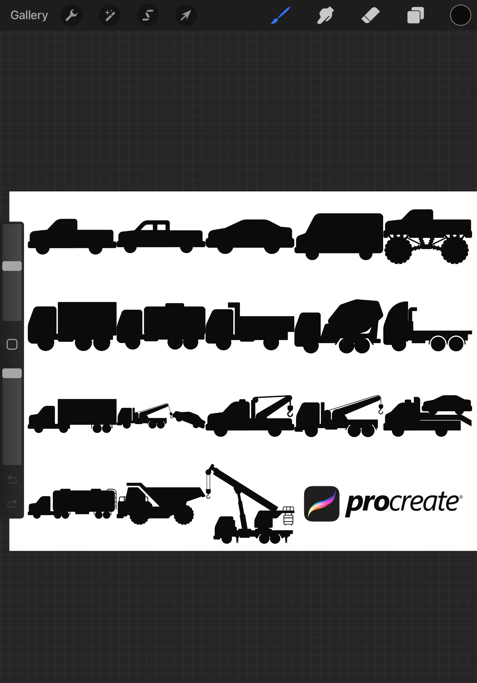 Construction Vehicles Silhouettes Set 2 Procreate Brush