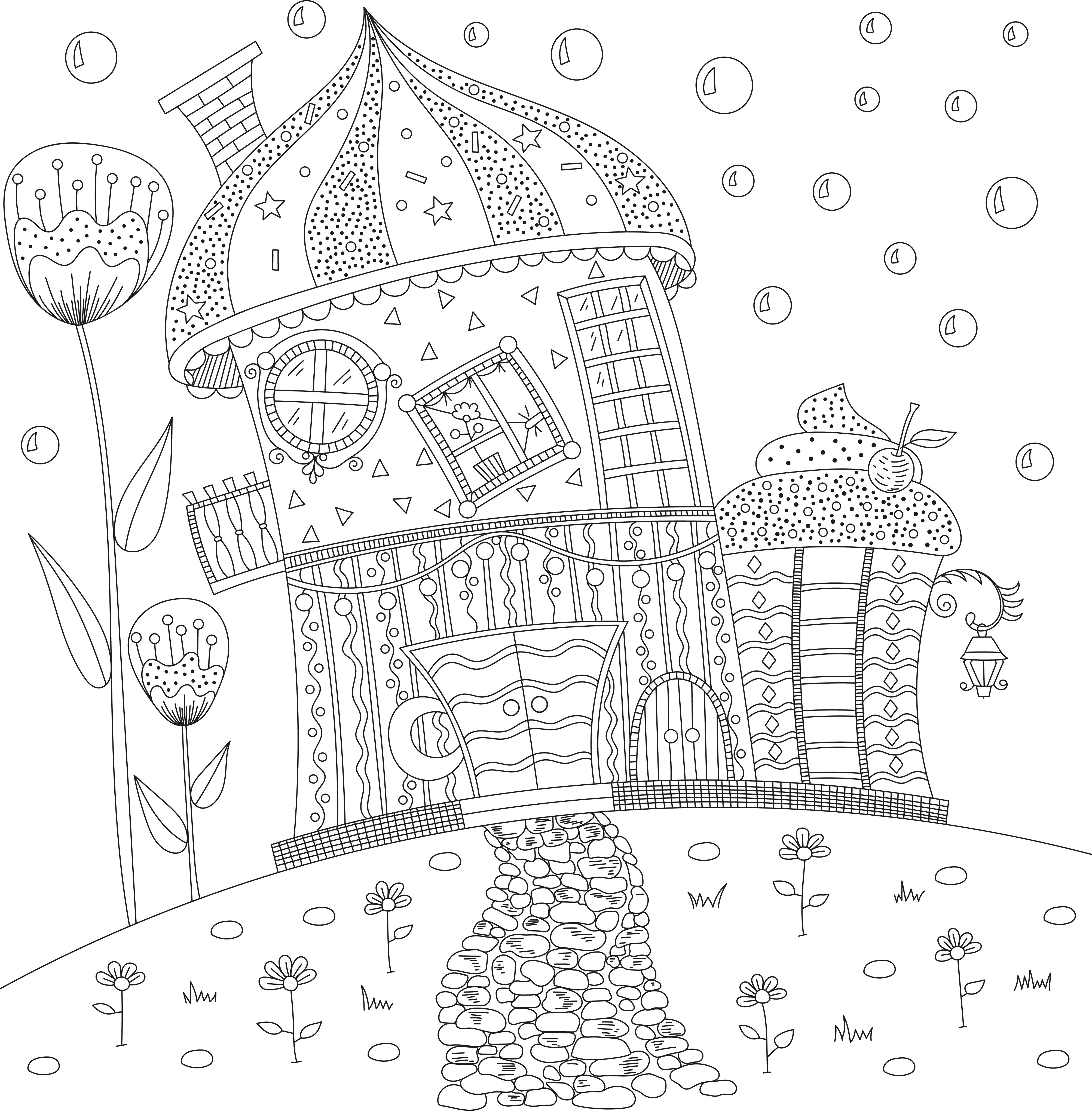 Fairy House coloring page, coloring book