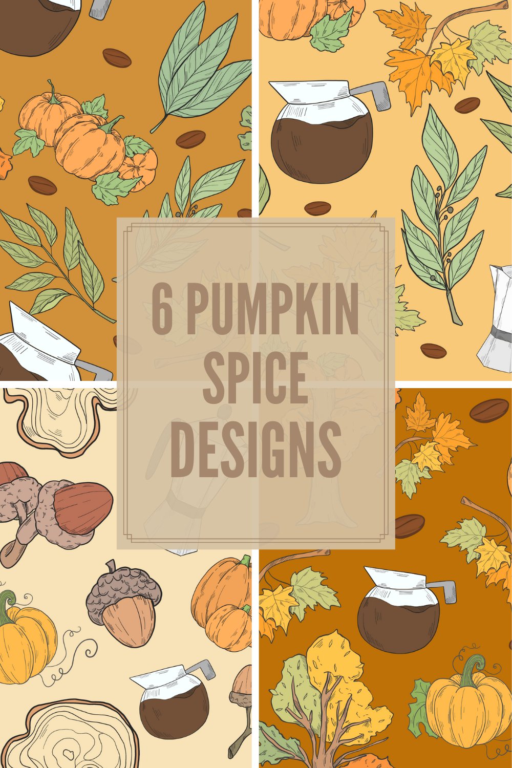 Fall forest coffee seamless pattern digital paper wall art