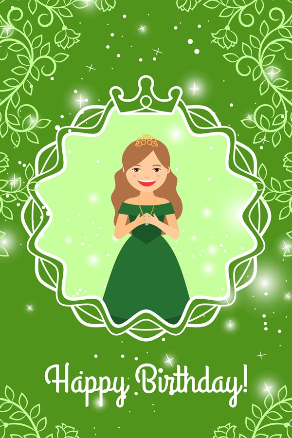 Happy Birthday greeting with princess