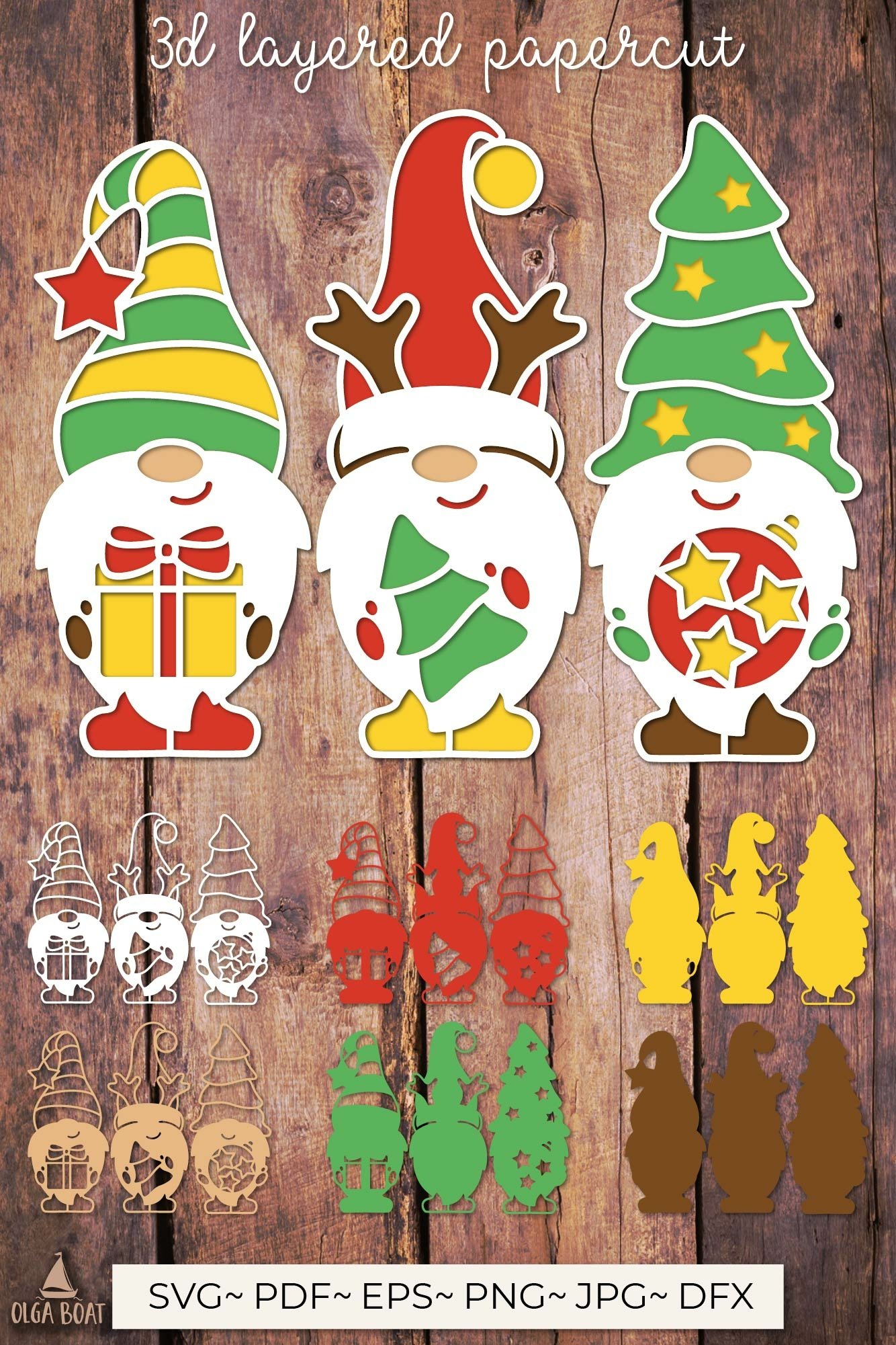 Santa Gnome 3d Christmas Gnomes svg