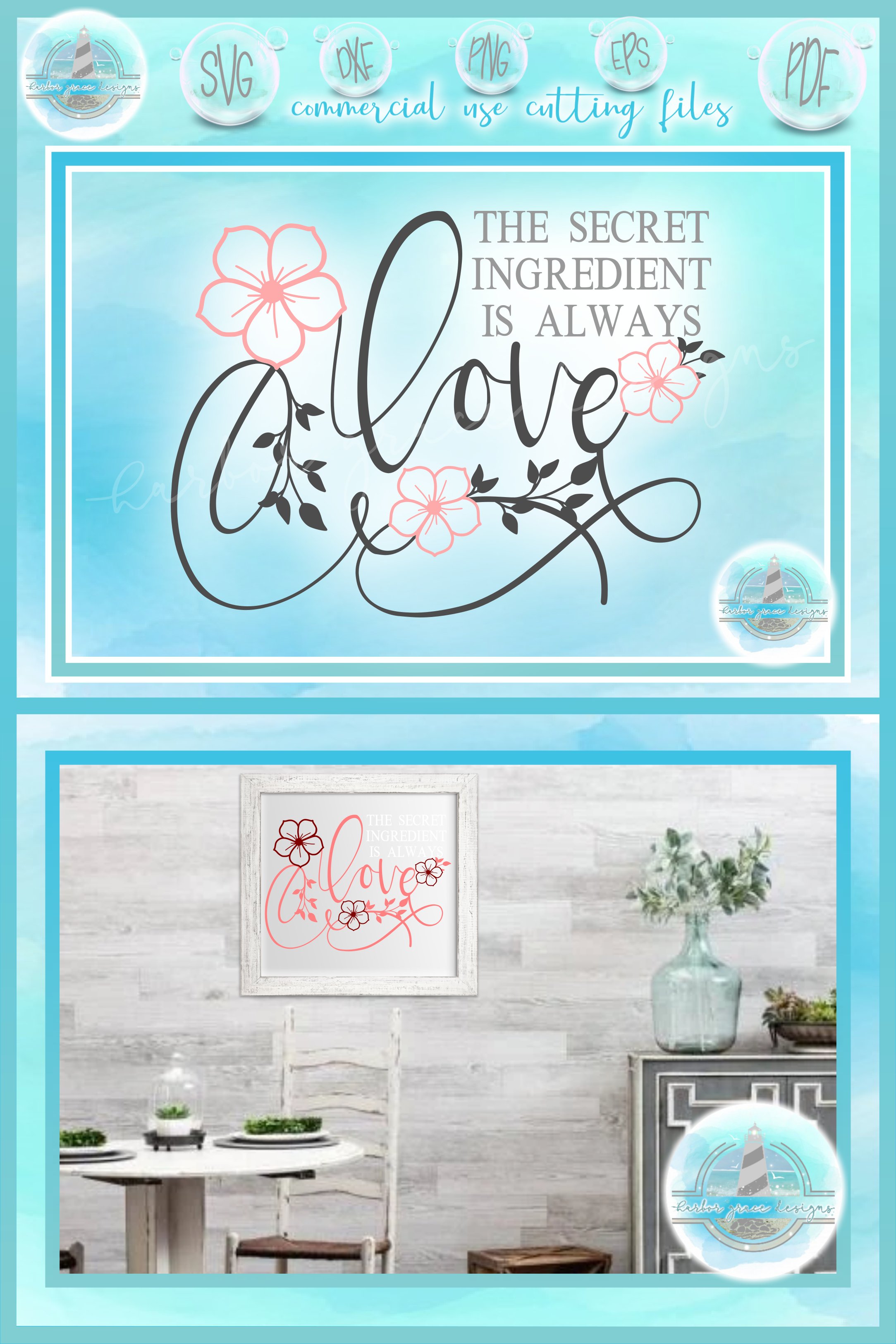The Secret Ingredient Is Always Love Kitchen Quote SVG