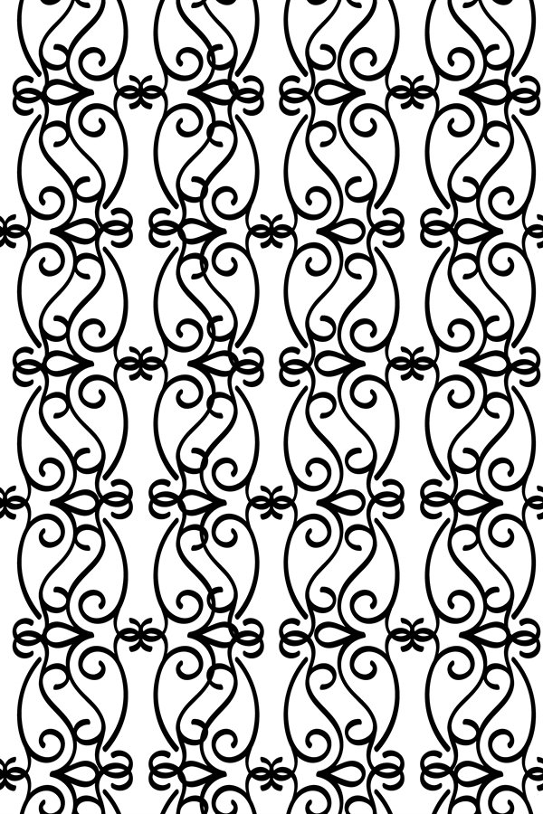 Line black and white swirls pattern