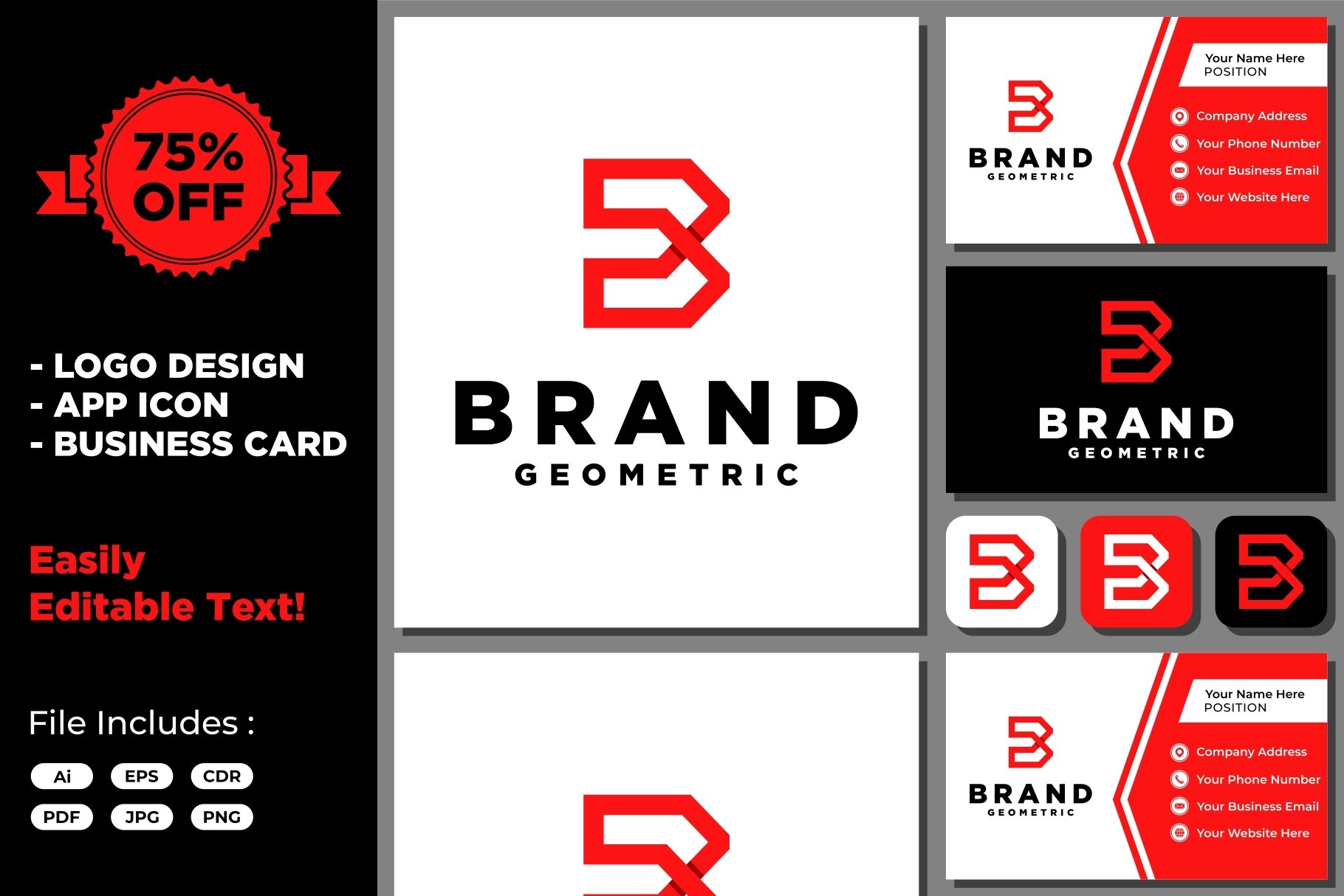 Letter B Monogram Geometric Logo Design