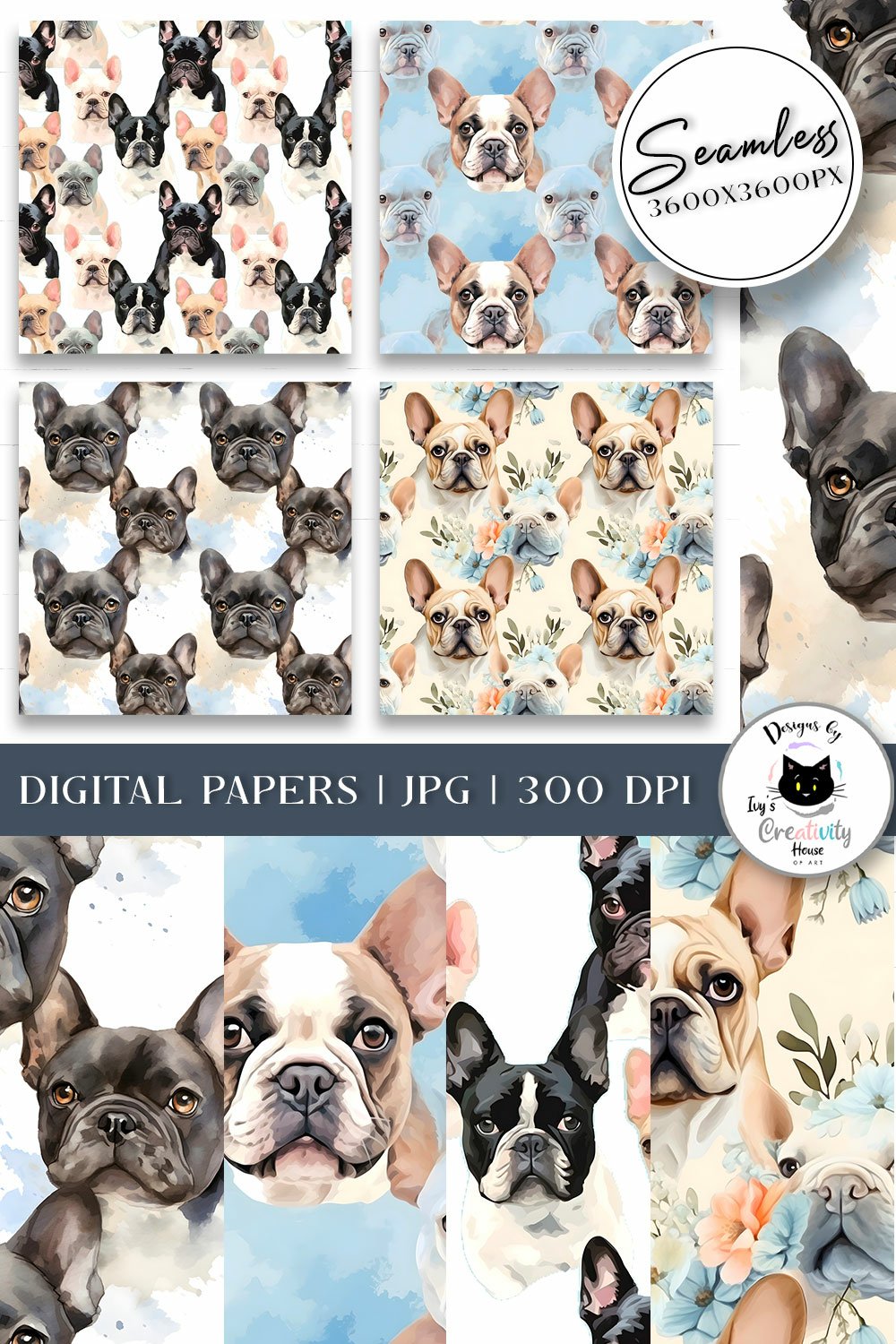 French Bulldog Seamless Pattern | Dog Digital Papers