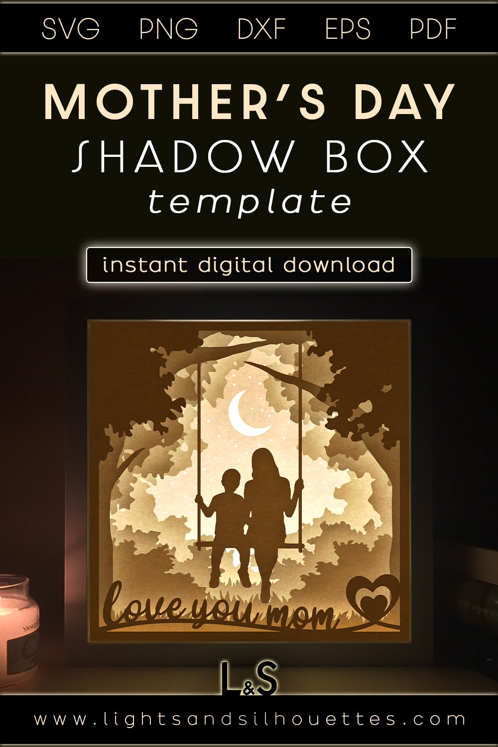 Mother and Son Light Box Svg | Mother's Day Shadow Box
