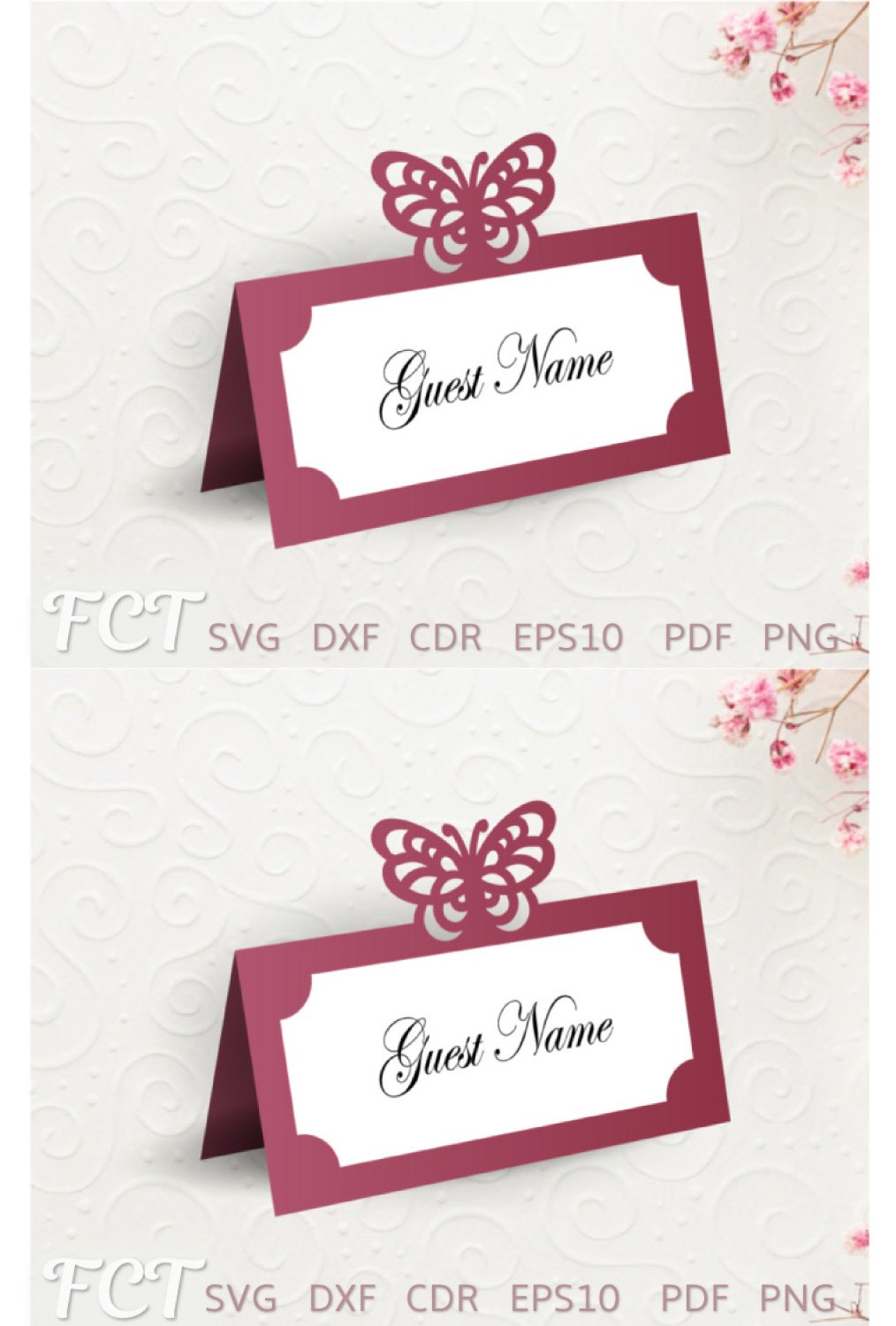 Butterfly place card SVG, Wedding table name card, tent card