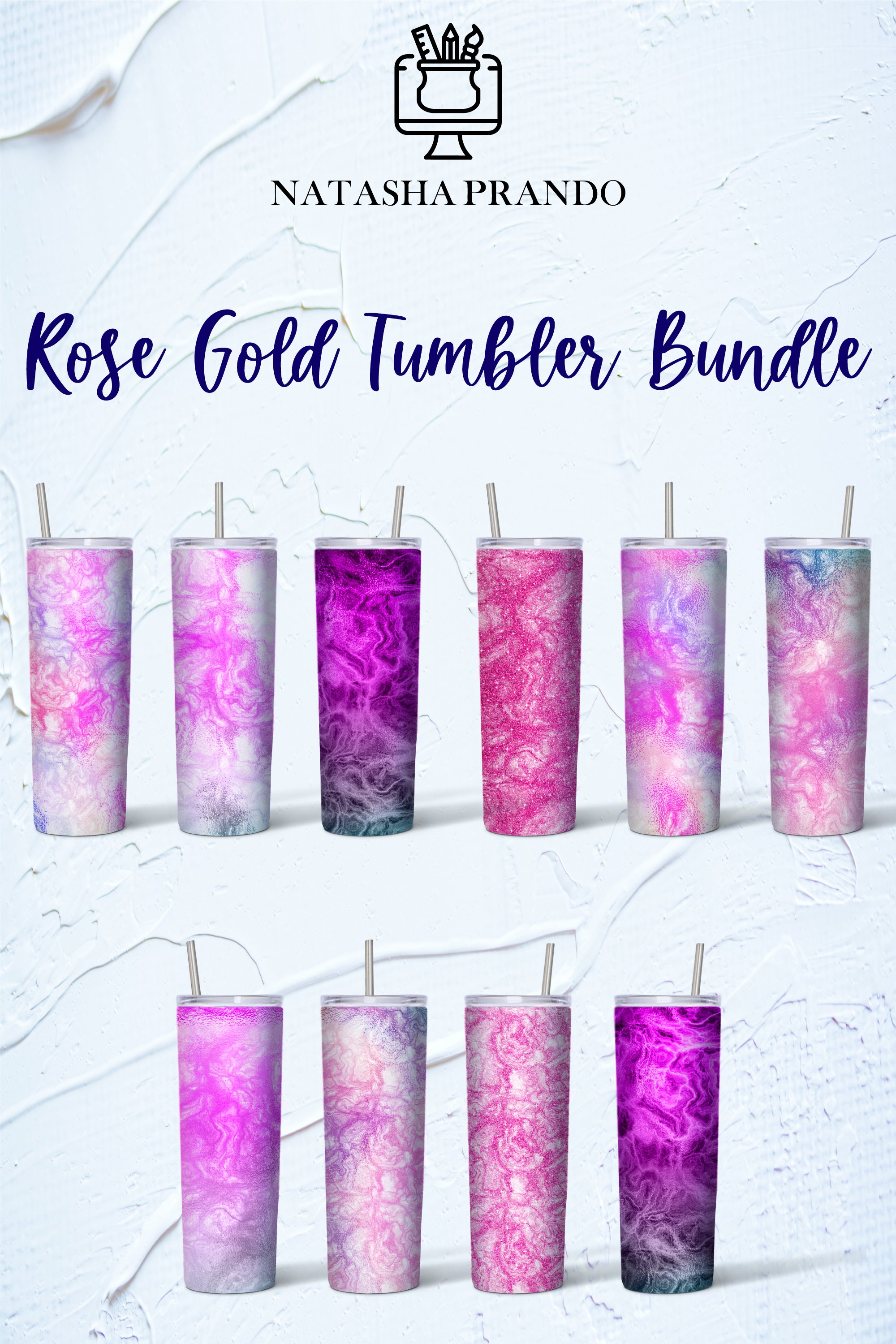 Rose Gold Glitter Flower Tumbler main image 1
