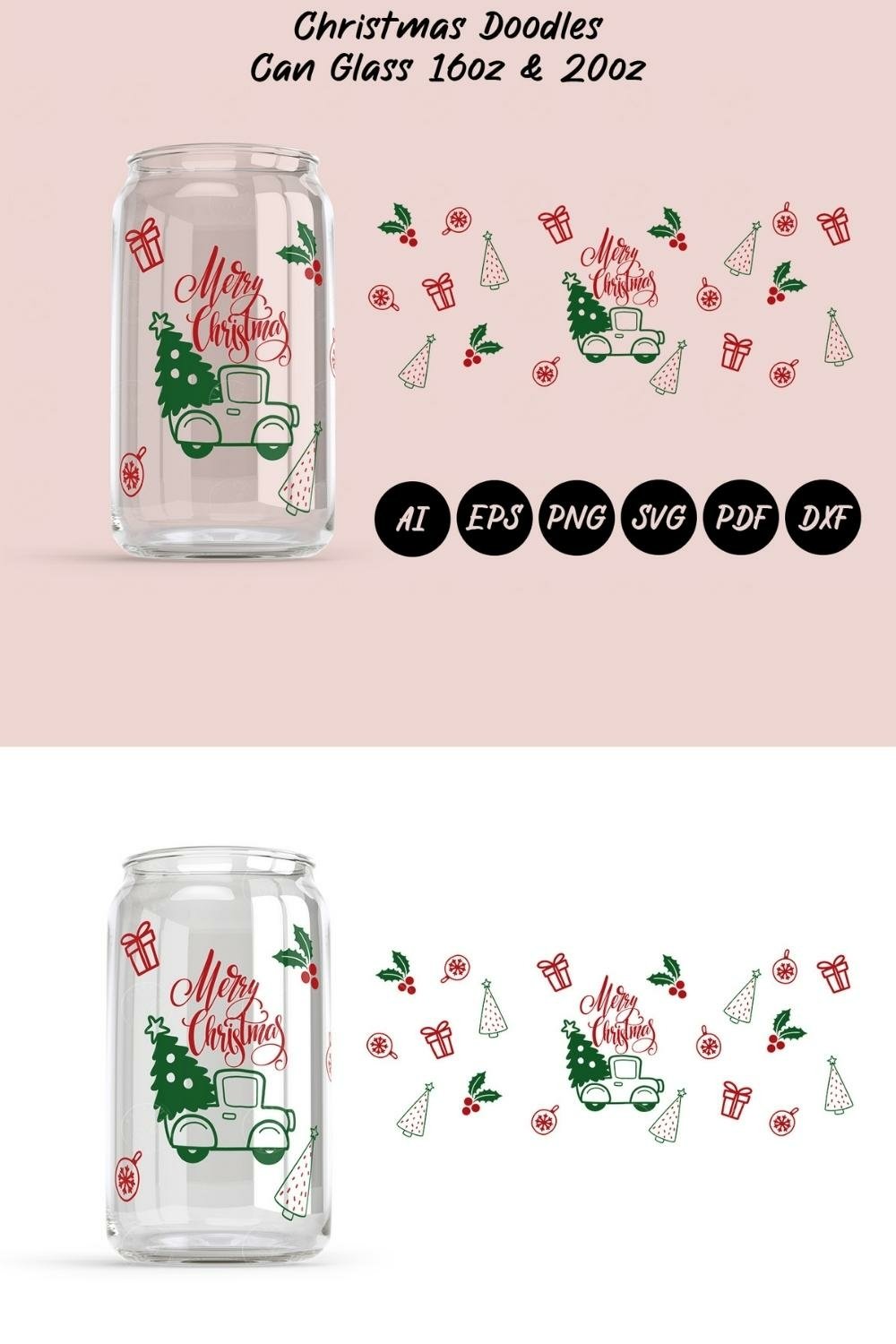 Christmas Truck Libbey Beer Glass Can Wrap SVG - 16oz 20oz