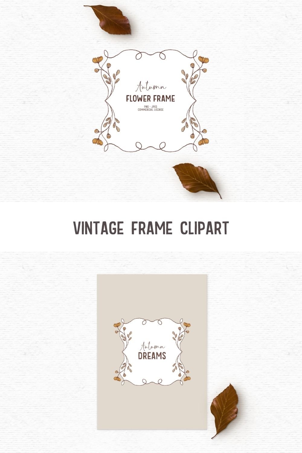 Hand-drawn fall clipart frame | Boho floral frame clipart