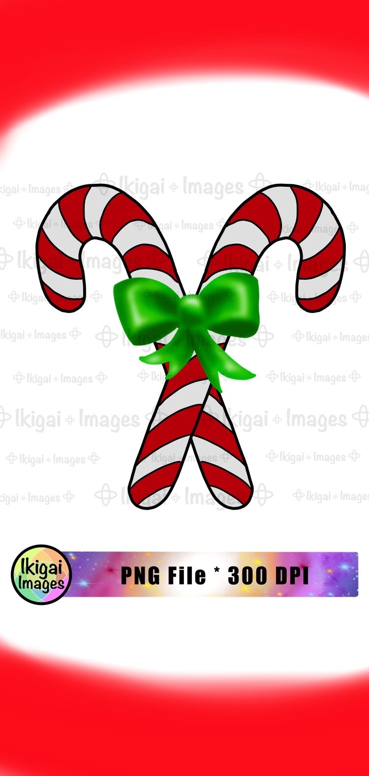 Candy Canes with Bow PNG, Christmas Holiday Sublimation
