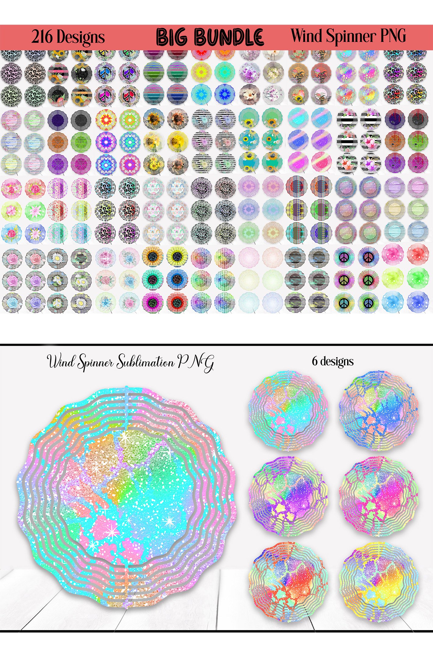 Wind Spinner Designs | Sublimation Design Bundle
