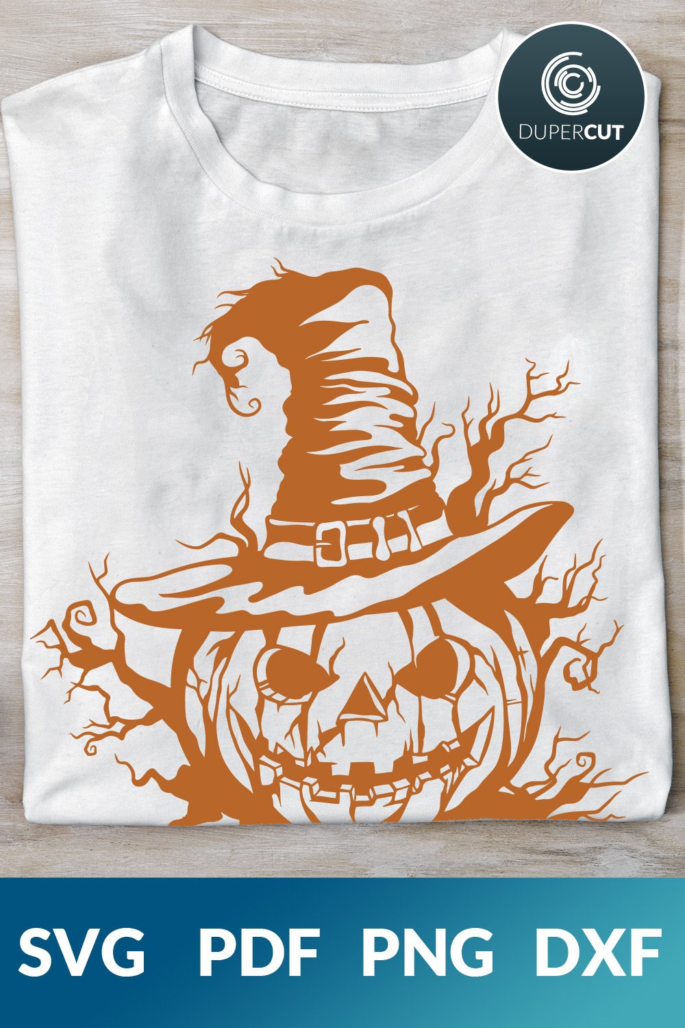 Evil Pumpkin in witch hat - SVG DXF PNG files