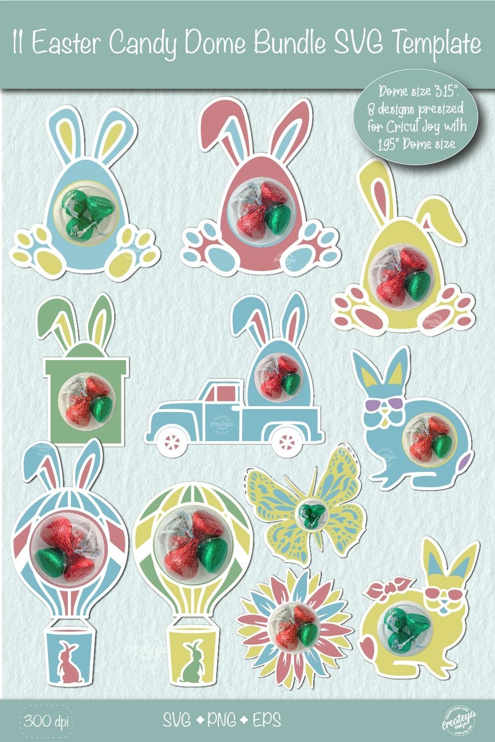 Easter Candy Dome Holder SVG Bundle| Easter bunny holder