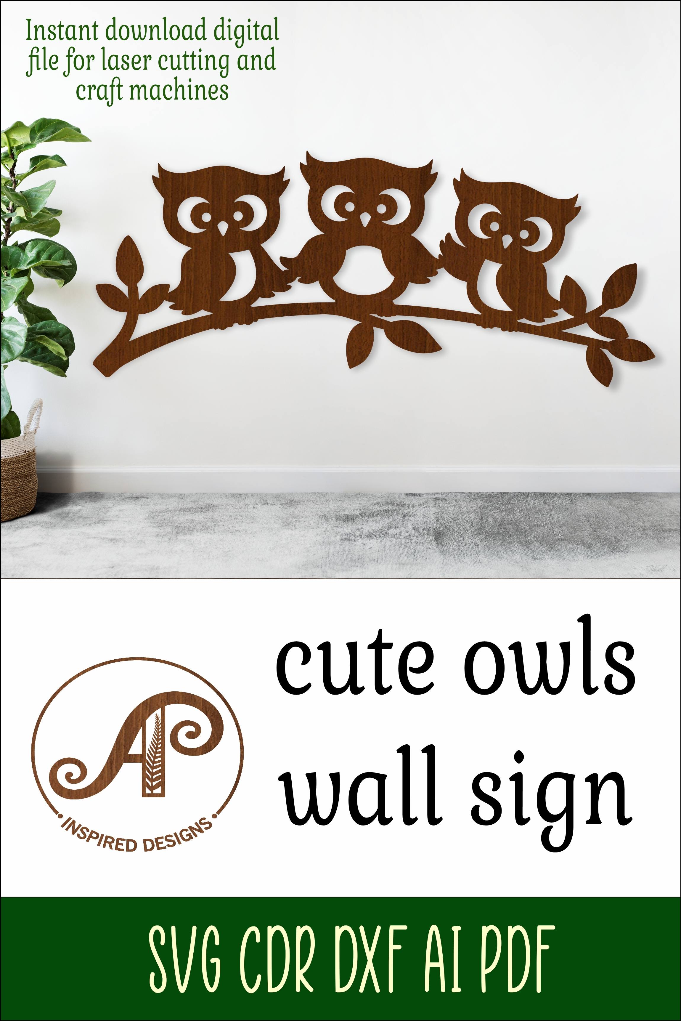 cute owls wall sign, SVG file.