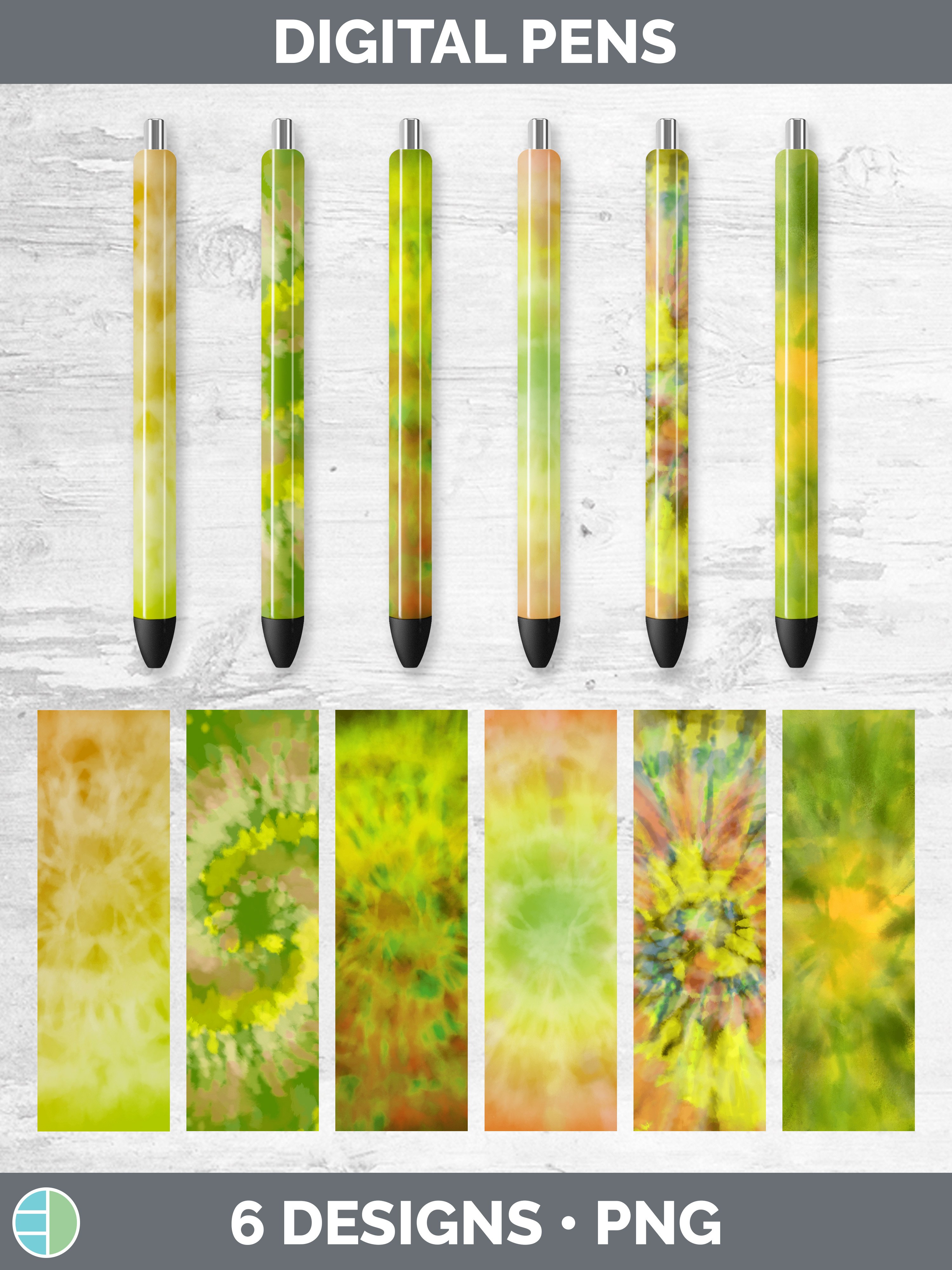 Yellow Tie Dye Pen Wraps | Epoxy Sublimation Bundle